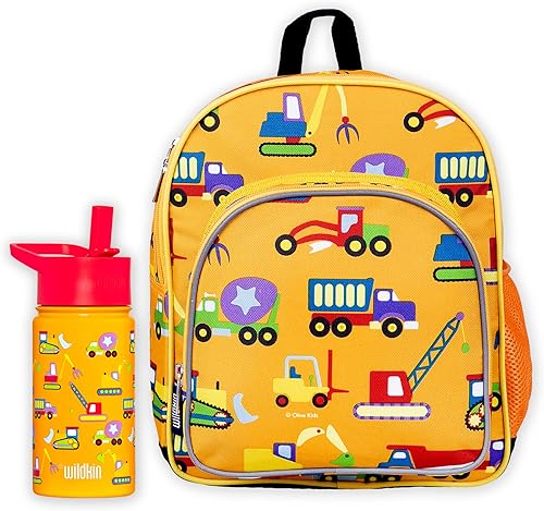 Wildkin Paquete de mochila de 12 pulgadas con botella de agua reutilizable de acero de 14 onzas (en construcción)