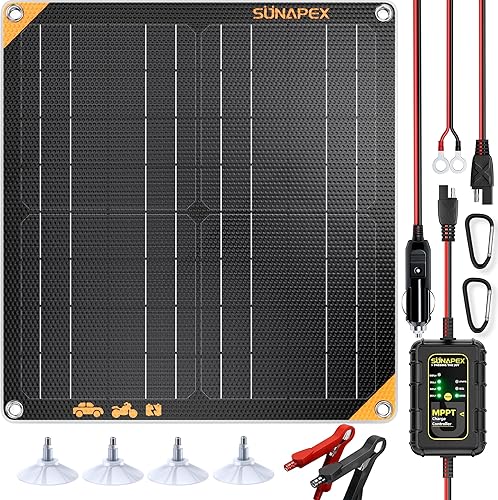 Miniatura 17 de SUNAPEX Cargador de batería solar de 5 vatios para coche, 12 voltios, impermeable, alimentado por energía solar, cargador y mantenedor, cargador