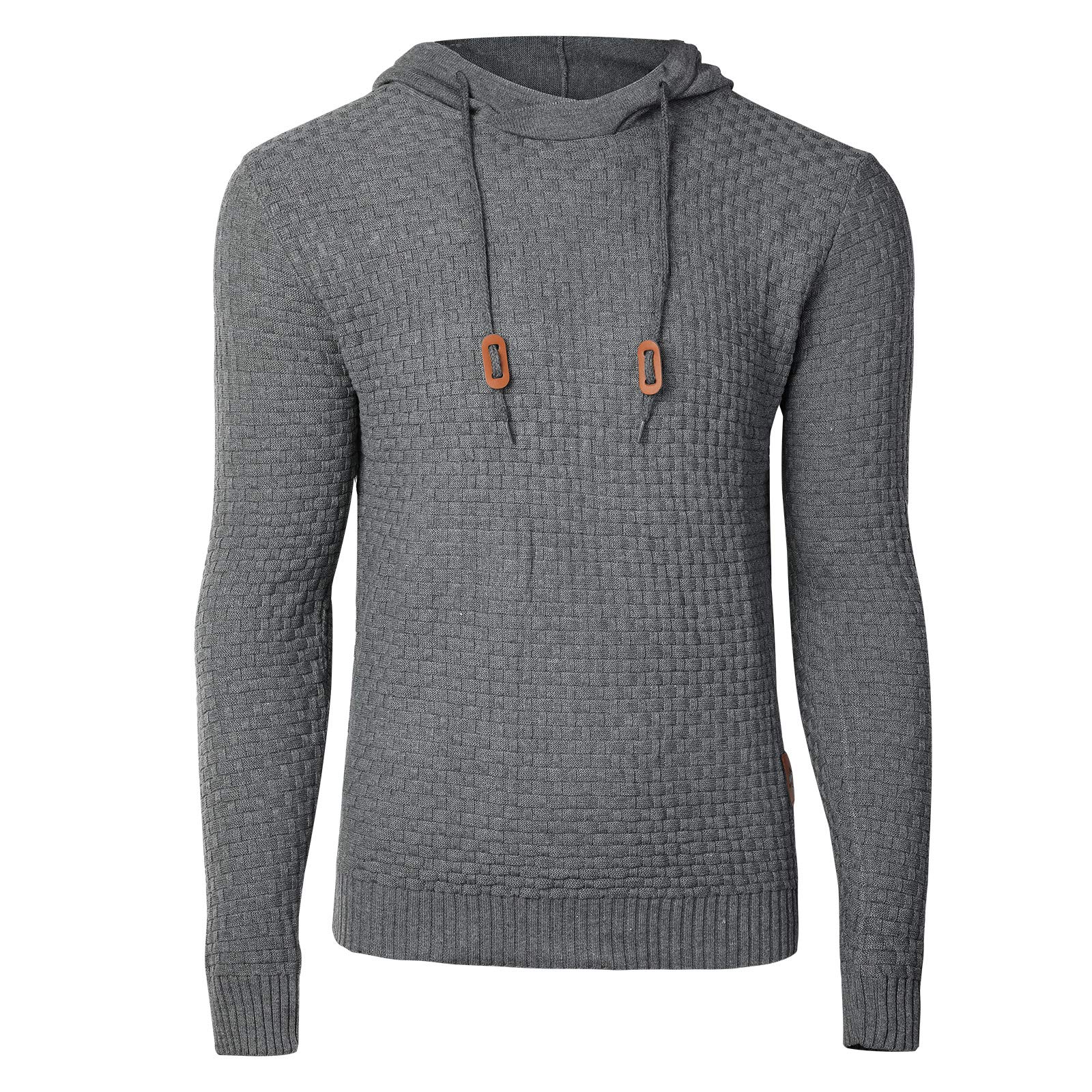 Genfien Sudadera con Capucha para Hombre Jersey con Capucha de Forro Deportiva Cuadros Jacquard de Punto Camisa de Entrenamiento Hoodie Casual Otoño Invierno