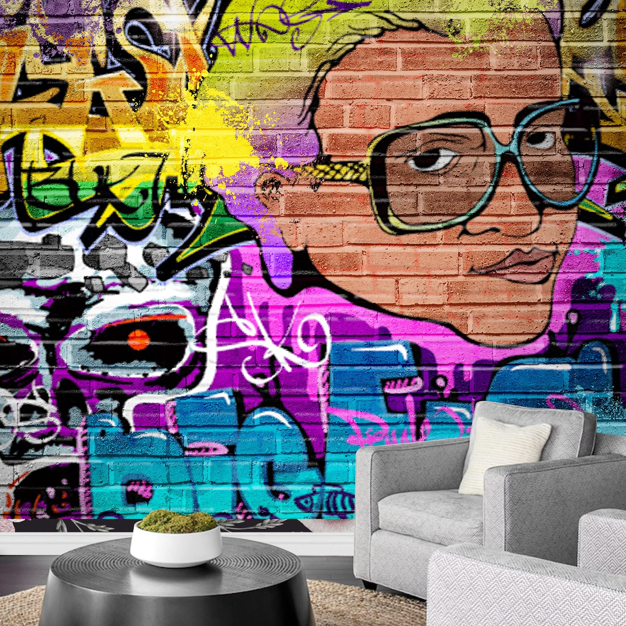 wall26 Removable Wall Sticker/Wall Mural Stylish Hip-Hop Fashion Spray Paint Graffiti & Street Art Cityscape Digital Art Realism Urban Edgy for Living Room, Bedroom, Office - 100x144 inches
