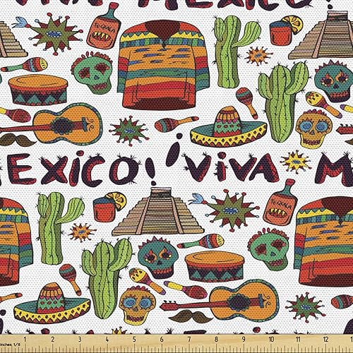 Ambesonne - Tela multicolor con estampado digital por yarda.