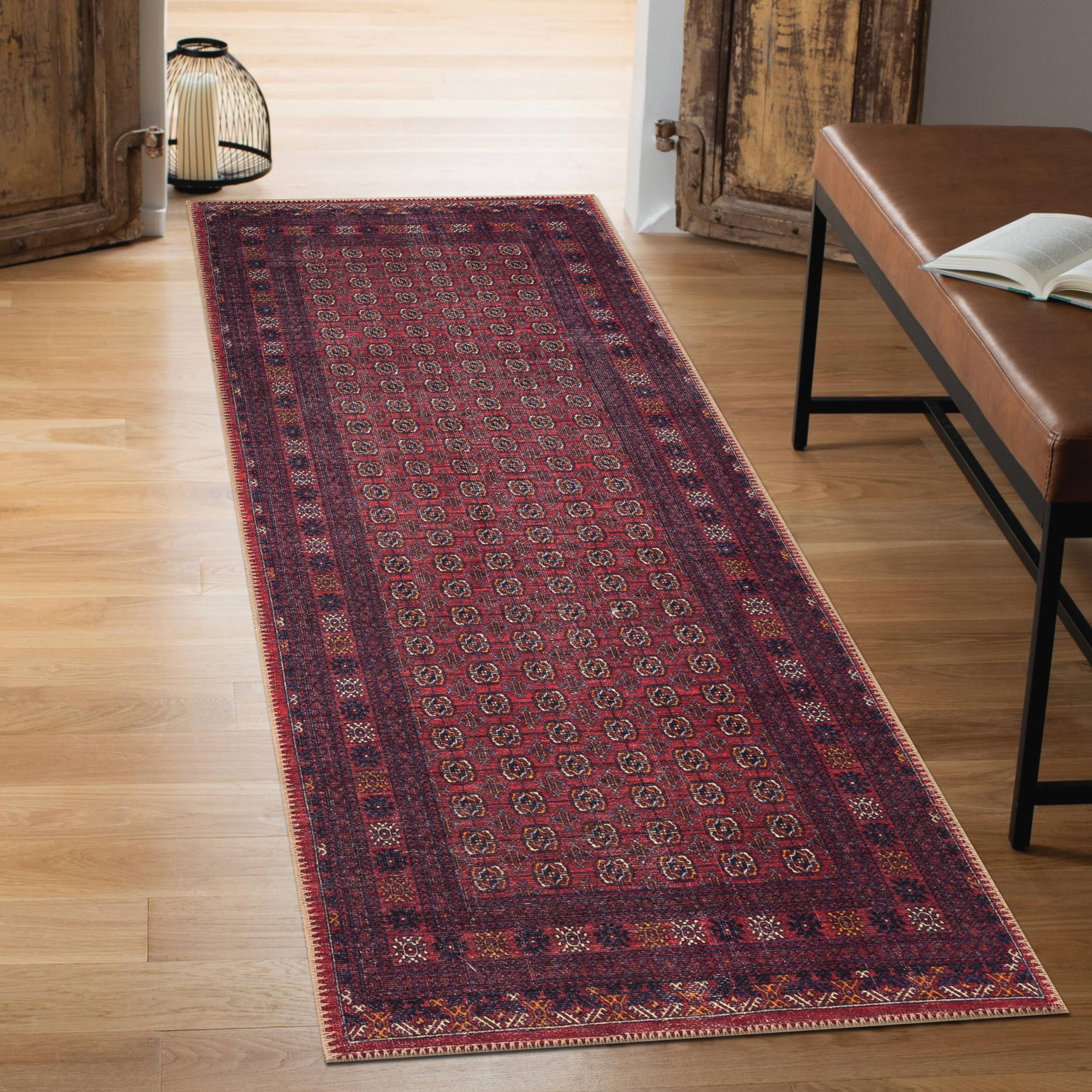 Keen Home Design 2x10 Rug - Machine Washable Runner with Non-Slip Backing, Ideal for Hallway, Entryway, Kitchen, Laundry Room - Vintage, Easy Clean,