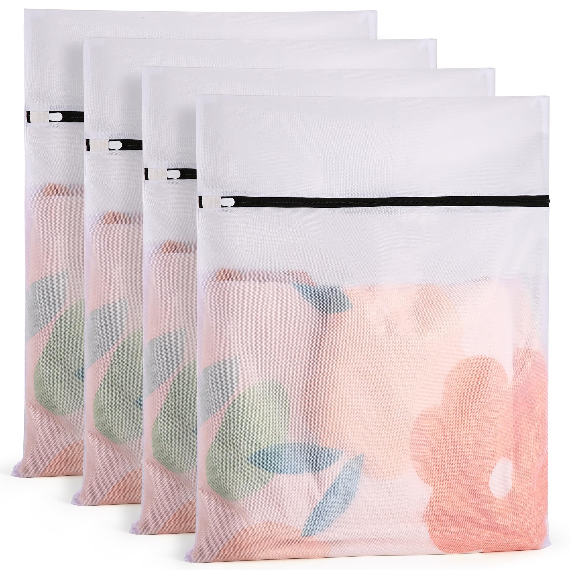 4 Pcs Mesh Laundry Bags Set for Delicates with AUTO-Lock Zipper Lingerie Bags for Washing Delicates Laundry Bags