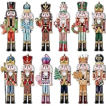 24 Pieces Christmas Nutcracker Wooden Ornaments, Wood Hanging Decoration Set for Christmas Tree Hanging 2D Printed Wood Crafts Holiday Decor Xmas Party Supplies (Xmas-Nutcracker-A)