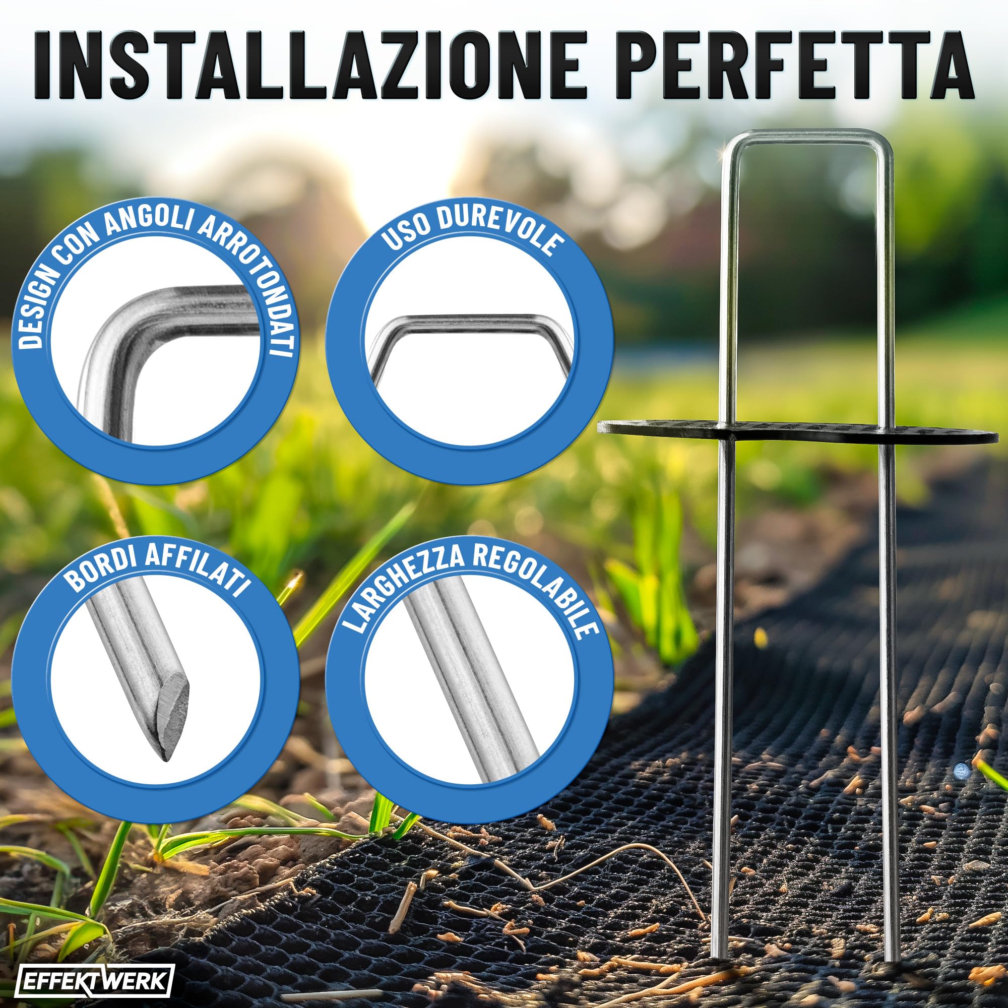 Paletti da Giardino (6"/150 mm, 1000 Pezzi), graffette paesaggistiche zincate a Forma di U, perni in Tessuto per Installazione di Barriere Contro Le Erbacce e Tappeto erboso