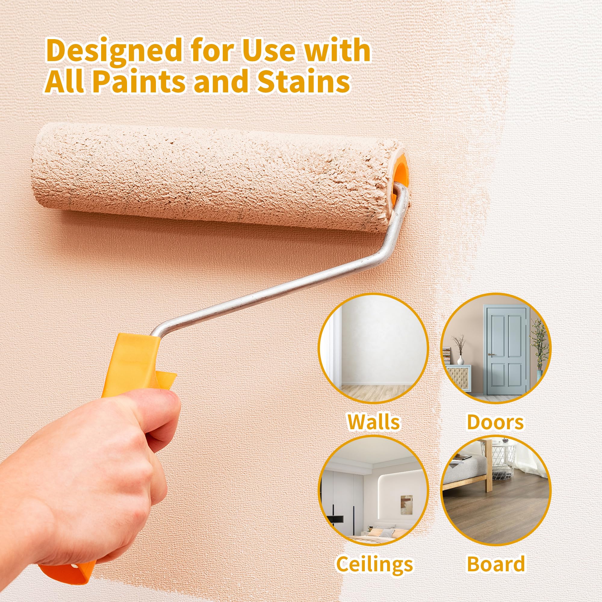 Lot de 20 housses de rouleau de peinture de 22,9 cm, housse en microfibre pour rouleaux de peinture, 1,27 cm, rayures jaunes pour peinture, murs, plafonds