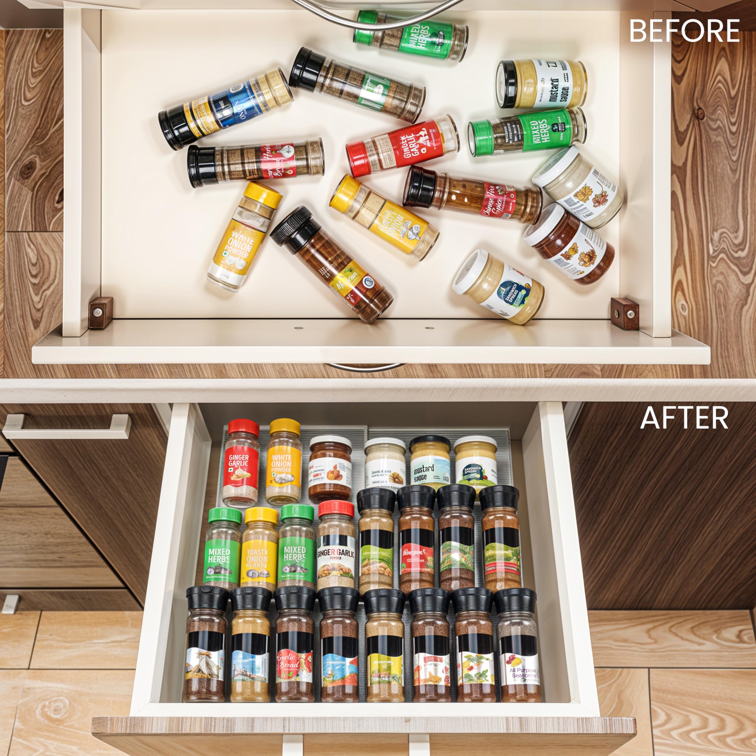 Gewürz Organizer Schubladeneinsatz - Verstellbares Gewürzregal Für 30-60cm Schubladen