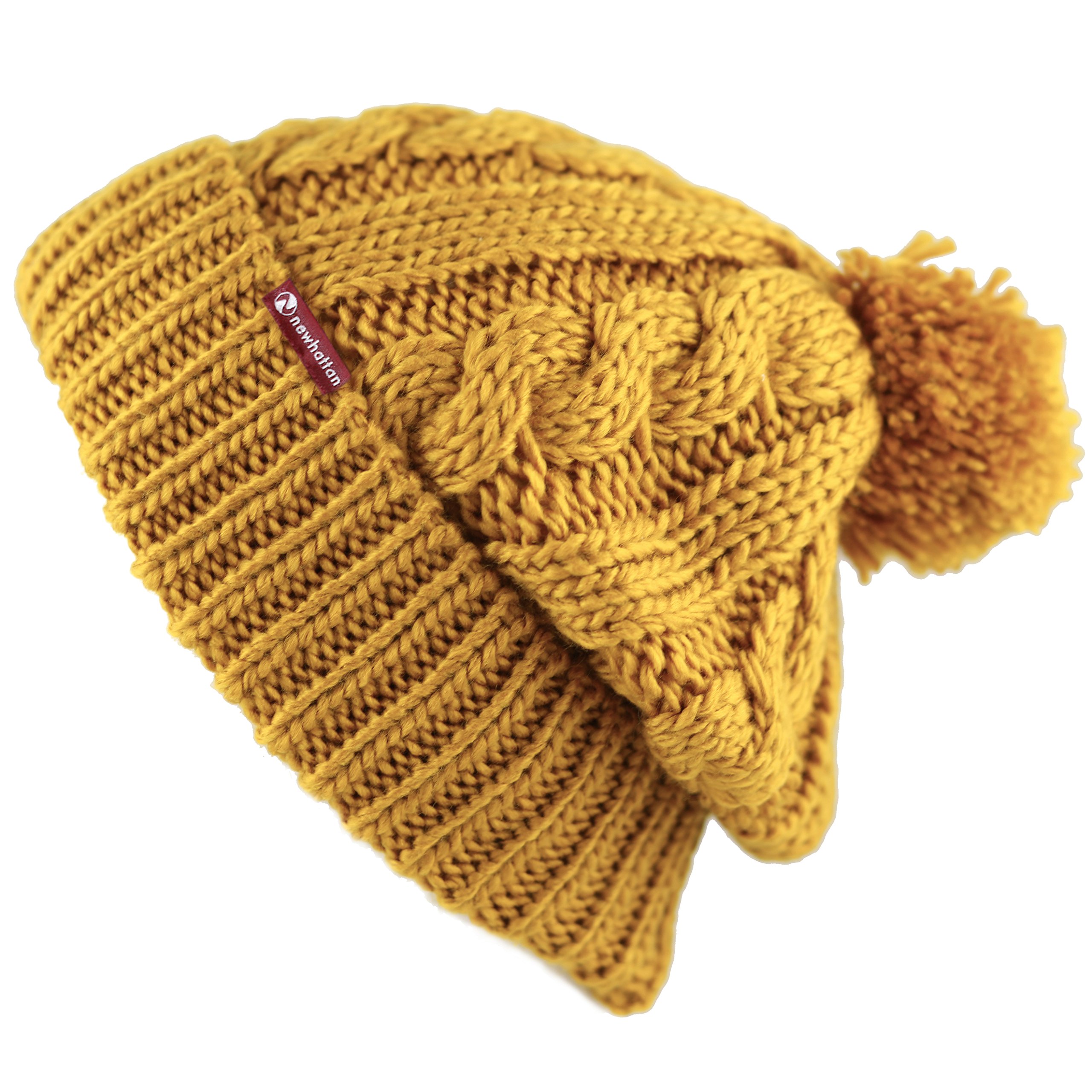 Women and Men Beanie Daily Winter Oversized Thick Stretchy Knitted Pom Pom Beanie Fleece Lined Beanie Hat