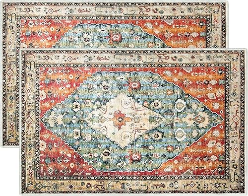 Miniatura 1 de 2 tapetes lavables para interiores de 24 x 36 pulgadas, antideslizantes, retro, tapetes de área, alfombra absorbente de entrada, alfombra decorativa