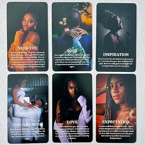 Miniatura 7 de Confesión de cartas Oracle de alma gemela, Baraja de oráculo de amor negro afroamericano, Situación kármica del alma gemela de la llama gemela para