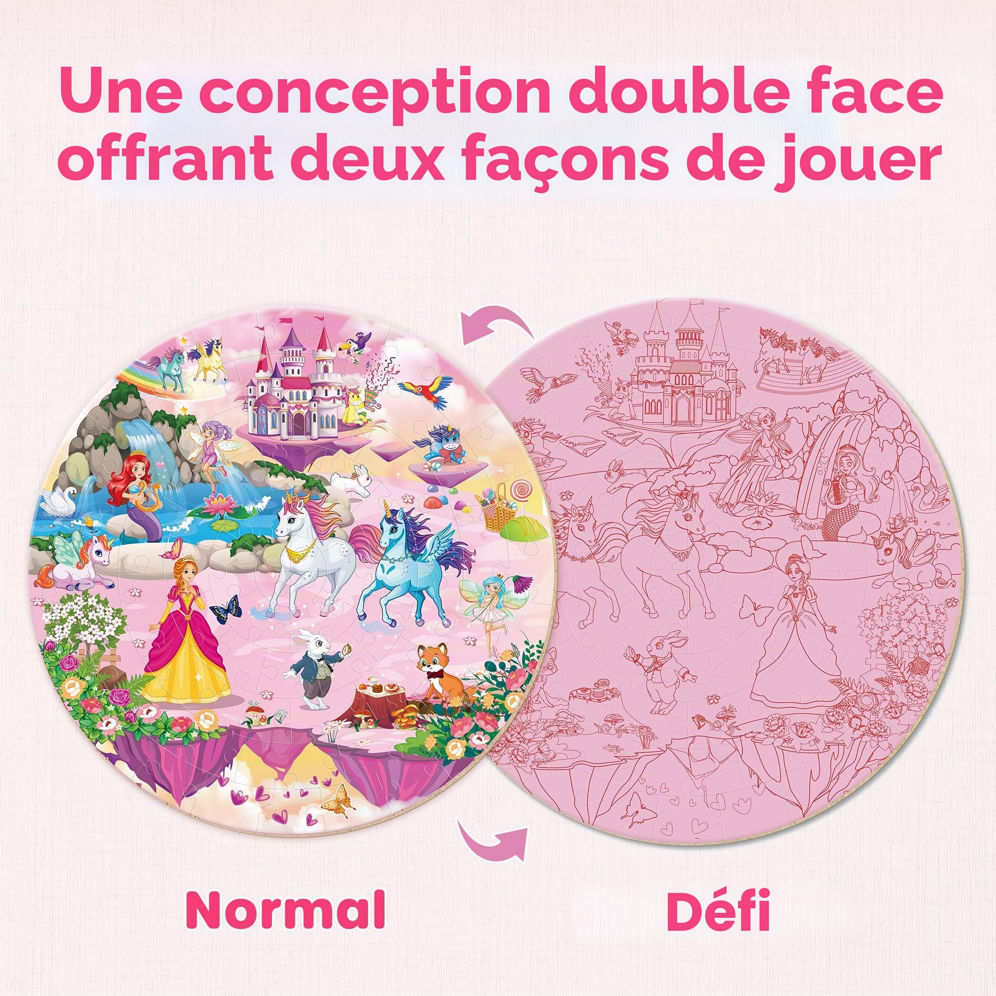 SYNARRY Puzzles de Sol Licorne Sirène Princesse Enfant pour 3 4 5 6 7 8 Ans, Grand Puzzle Filles 70 Pièces Puzzles, Jouet Educatif Préscolaire, Jouets Cadeaux pour Enfants de 3 à 8 Ans Filles Garçons