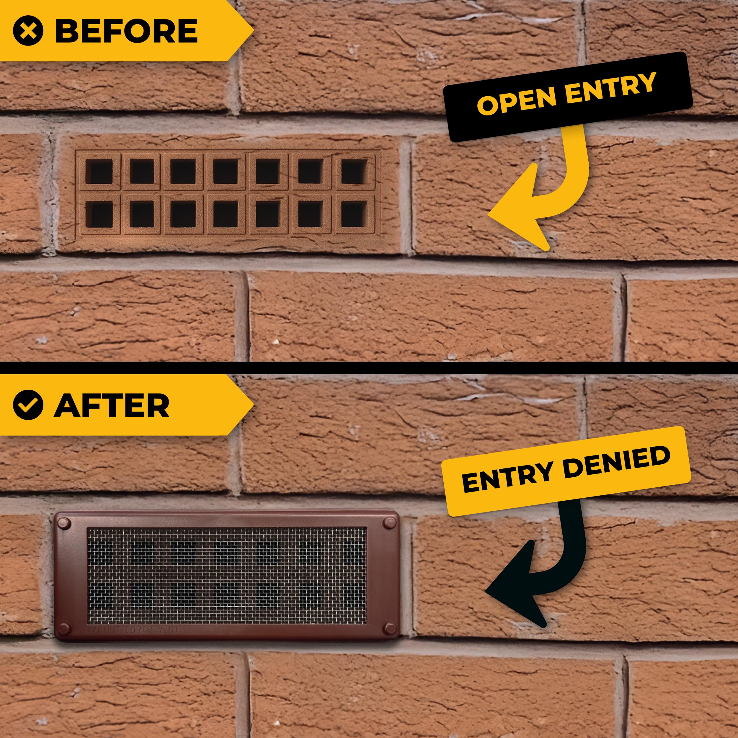 Pest-X Pro Vault Air Brick Covers 254mm x 180mm (2 Pack), Rodent Control Vent Covers Exterior, Air Brick Pest Guard - Image 3