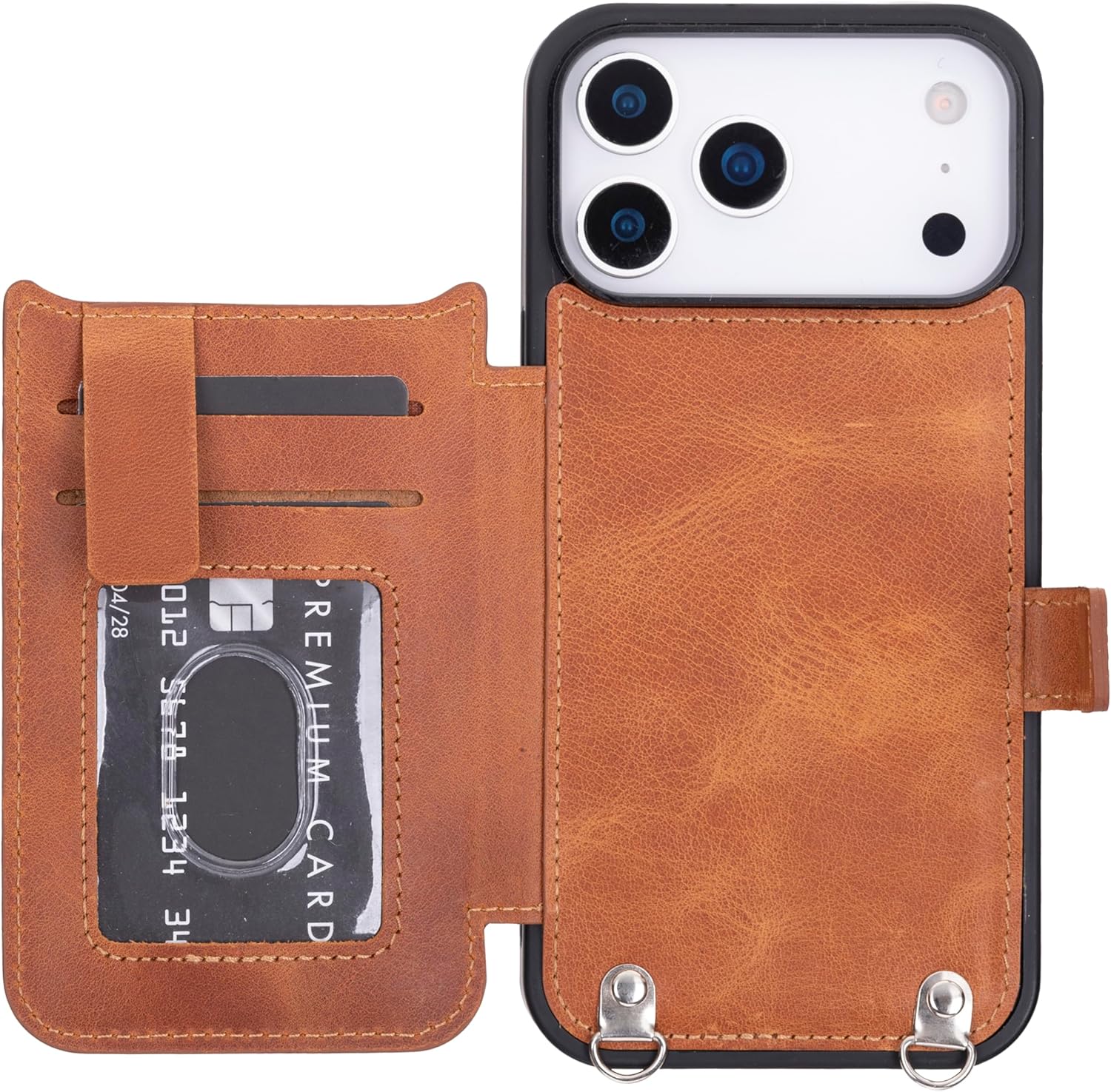 Venito Fermo Premium Leather Crossbody Phone Case with Detachable Strap and Wallet for iPhone 17 | Secure Magnetic Closure, Stylish Hands-Free Design, RFID, Luxury Case, 6.3" Antique Brown