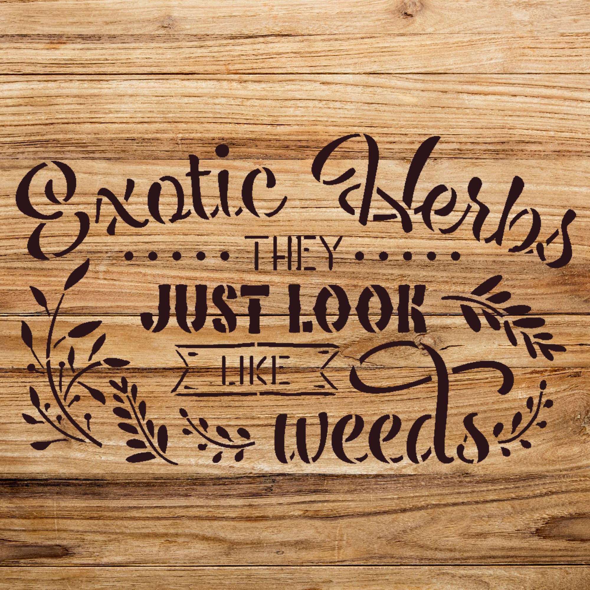 Exotic Herbs Stencil Pattern for Walls and Crafts, Reusable Mylar Template, Ideal for Garden Decor and DIY Home Projects - Size A2 (23.4