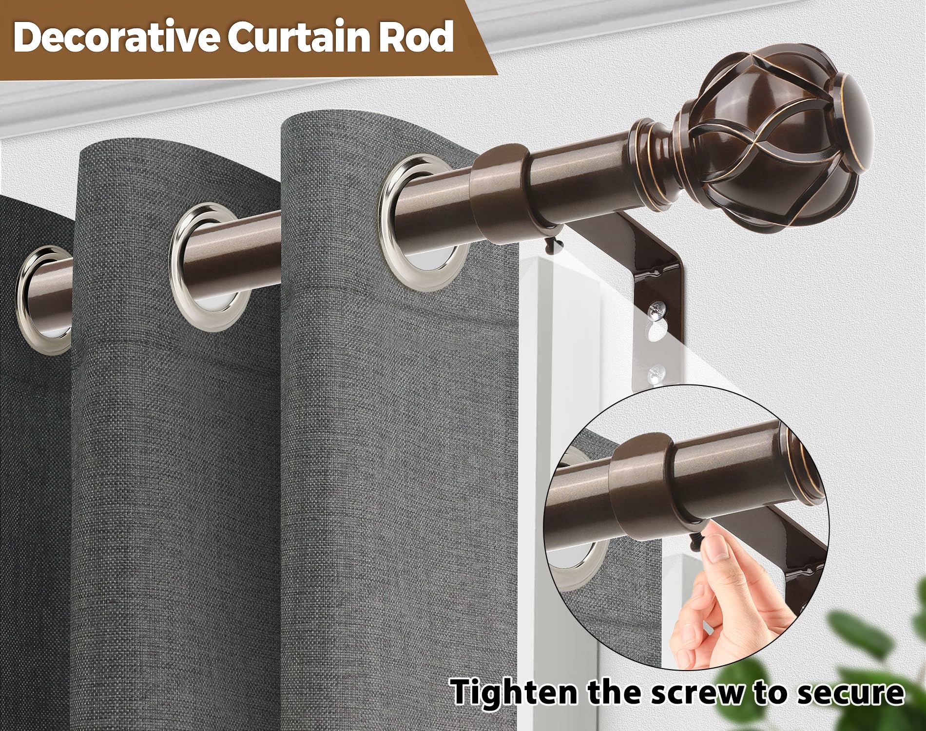 Best Bronze Curtain Rods for 2026: Vetted Picks 1 KAMANINA Curtain Rods for Windows 72 to 144 Inch, Long Heavy Duty, Bronze — product photo