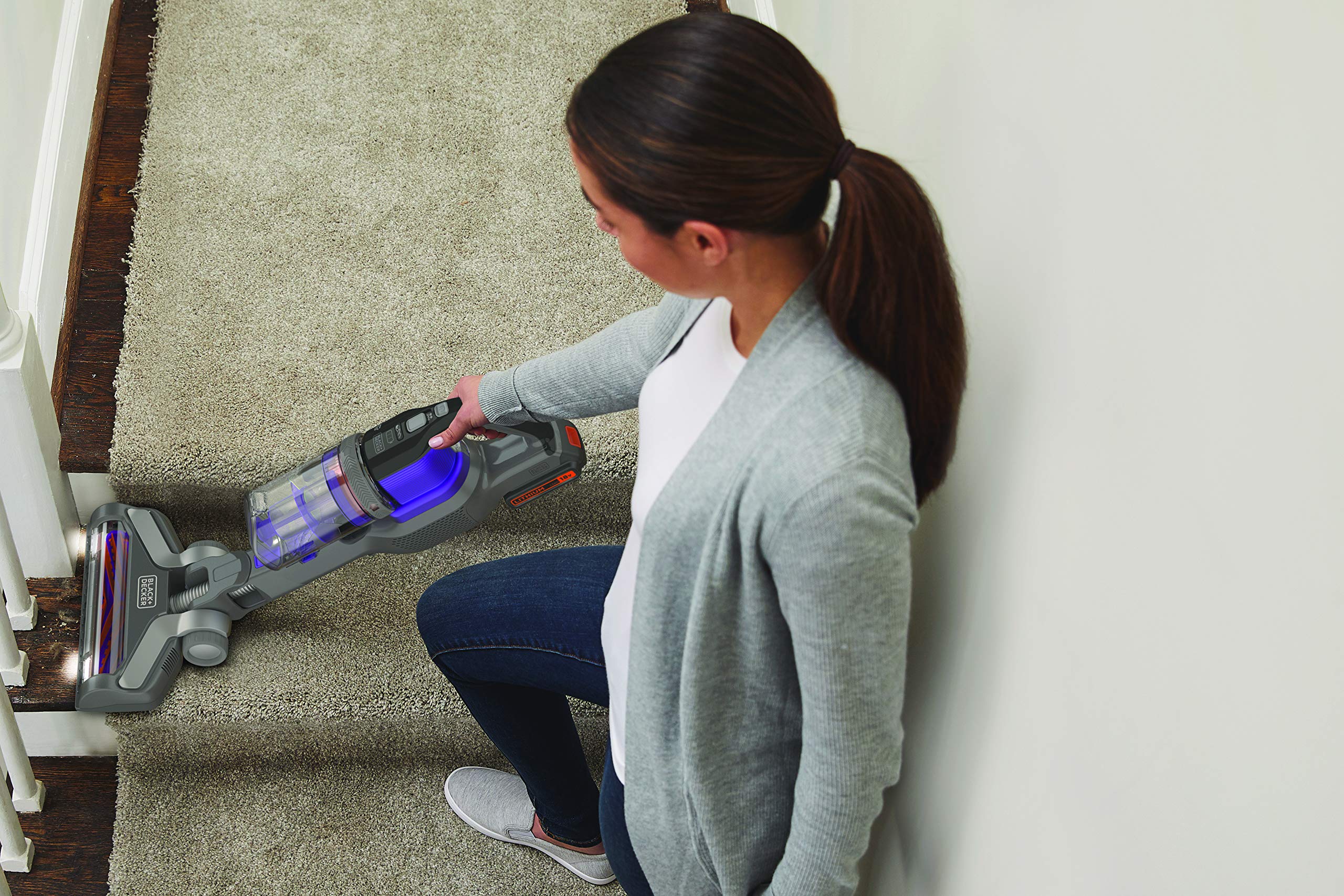 Black+Decker BDPSE1815P Aspirador de Escoba sin Cable Power Series Extreme 18V con Batería Litio 1.5Ah Especial Mascotas