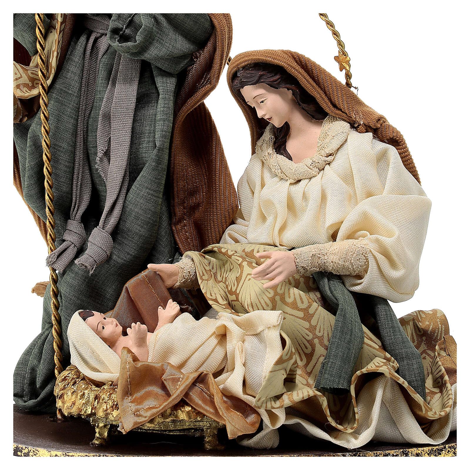Holyart Nativity on a round base, resin and fabric, 35 cm, Christmas Symphonies