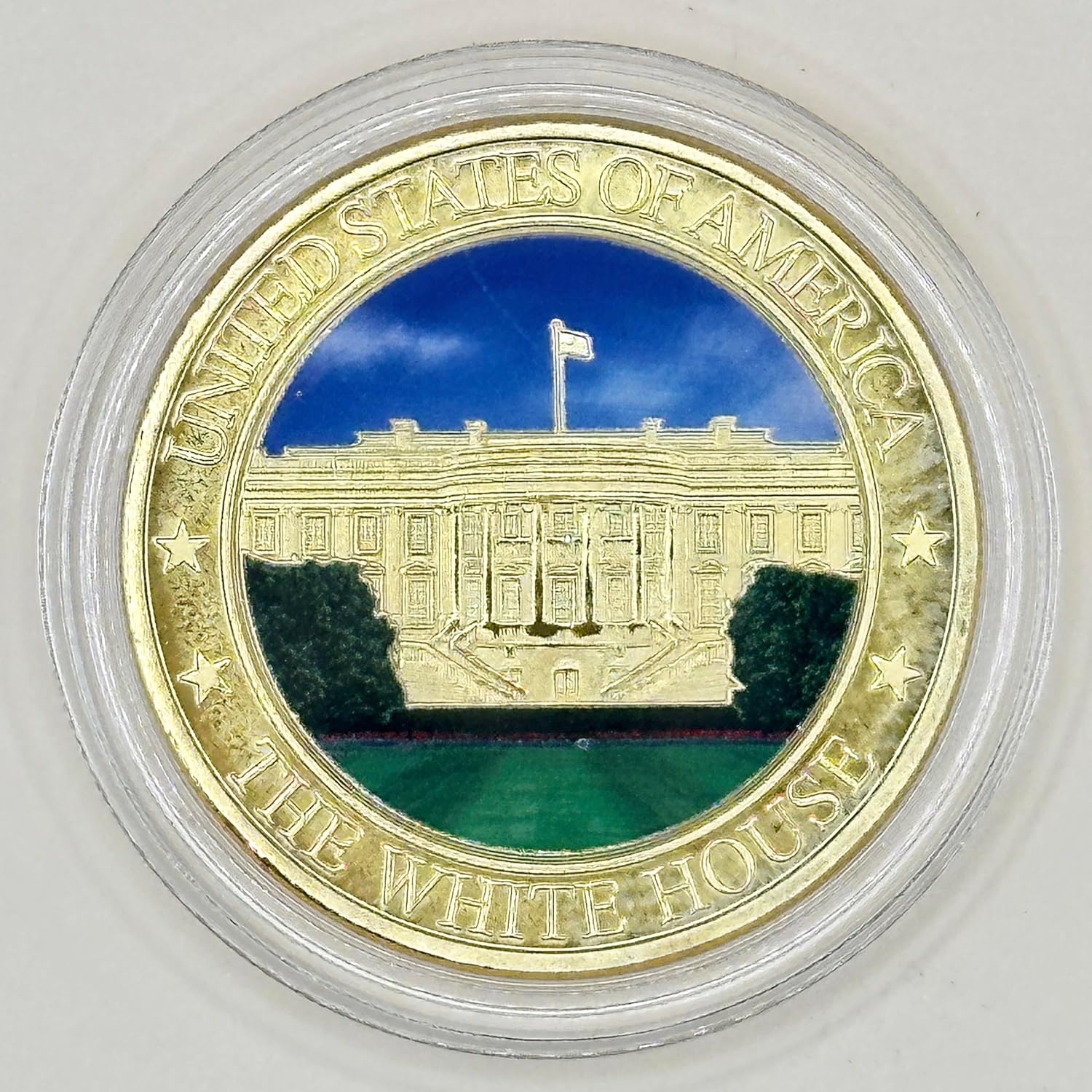 1.65” Washington DC Souvenir Toy Coin with Case President Seal Monuments White House Cherry Blossom Panorama (White House, Green)