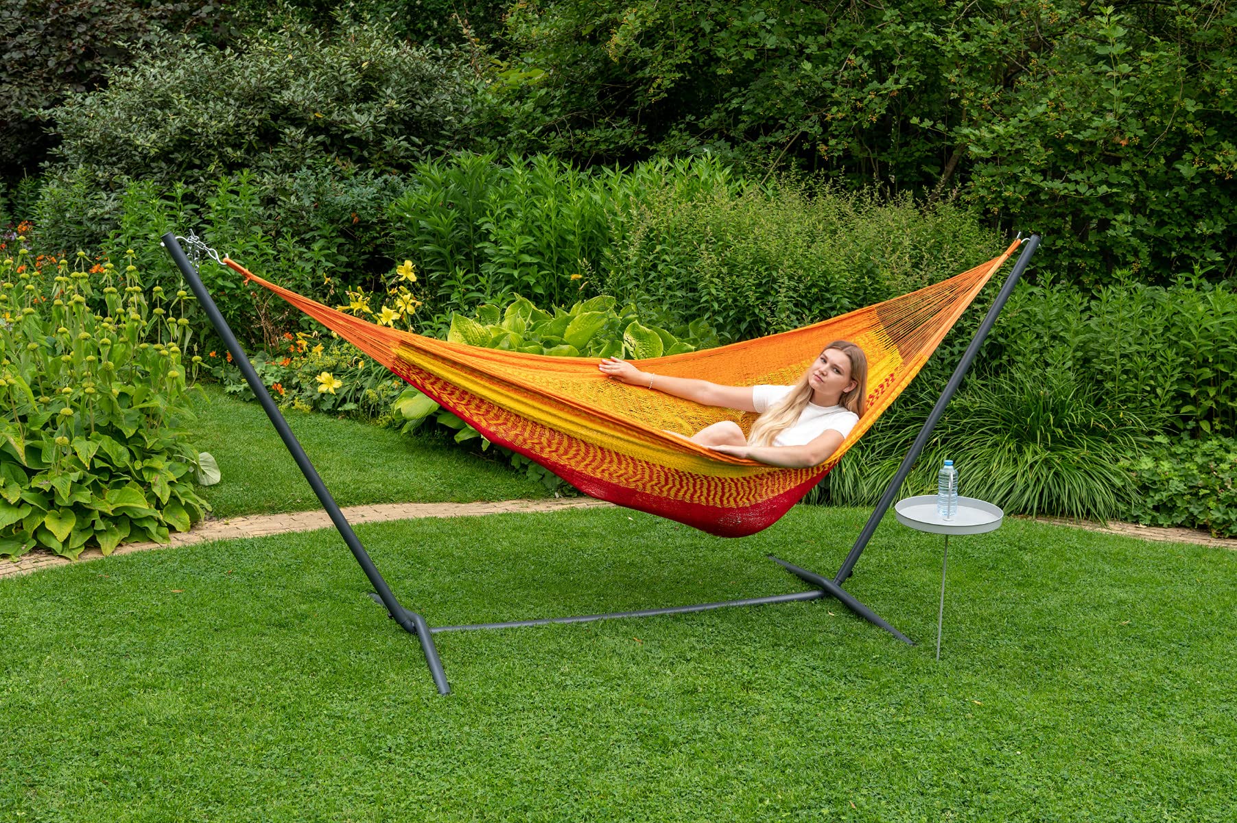 Tropilex Hamac de Jardin Exterieur 2 Personnes | Hamac Double Randonnée Capacité 180 kg | Colombien Fabriqué à la Main | Style Détente Mexico Jaune Orange 350 cm