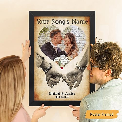 Vista 20 de VICILO Póster de letras de canciones personalizadas, enmarcado, lienzo personalizado, arte de pared, regalos para el día de San Valentín para él