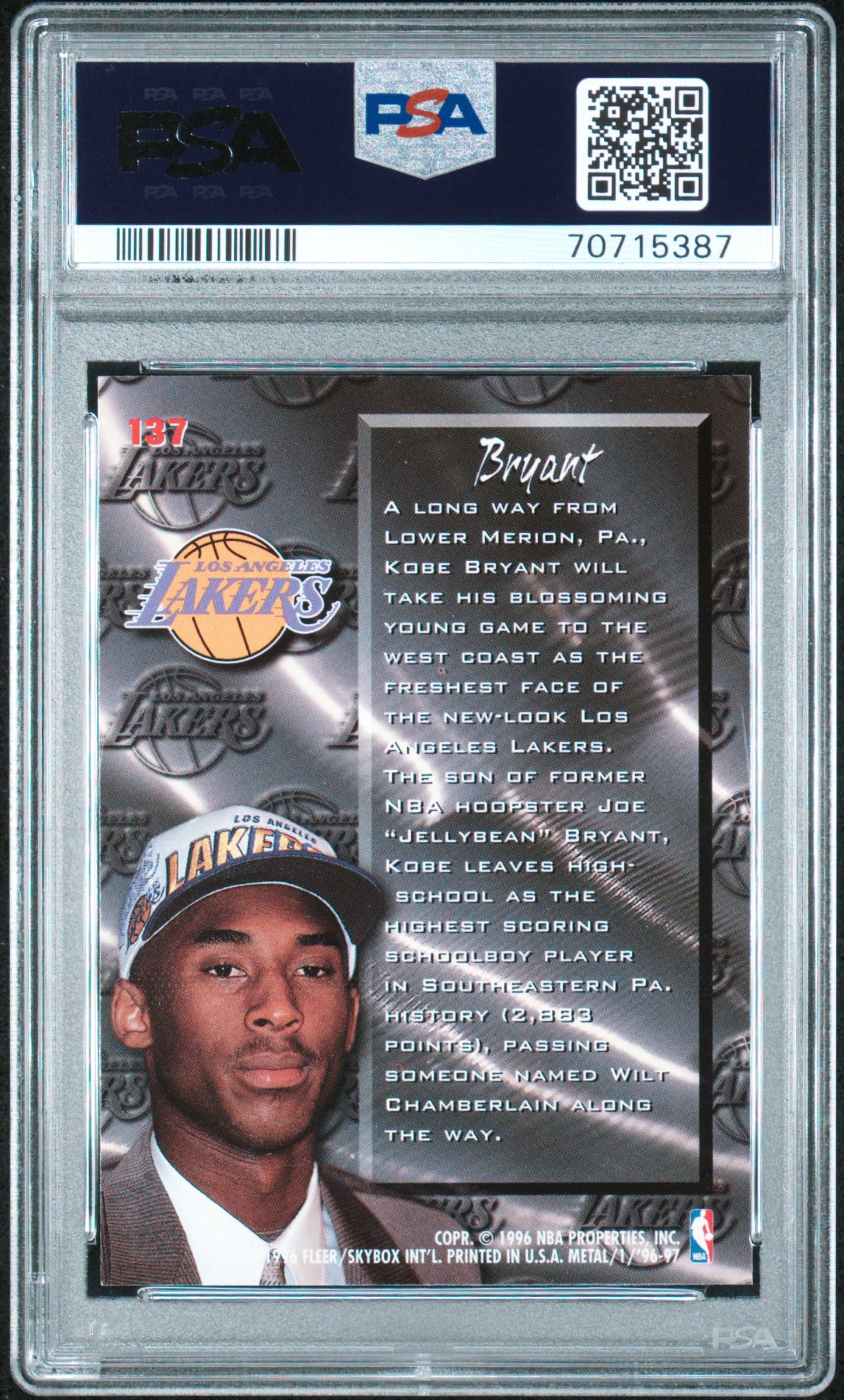 【NBA】Kobe Bryant 1996 L #137RC PSA8 Amazon.com: Kobe Bryant 1996 Fleer Metal Basketball Rookie Card