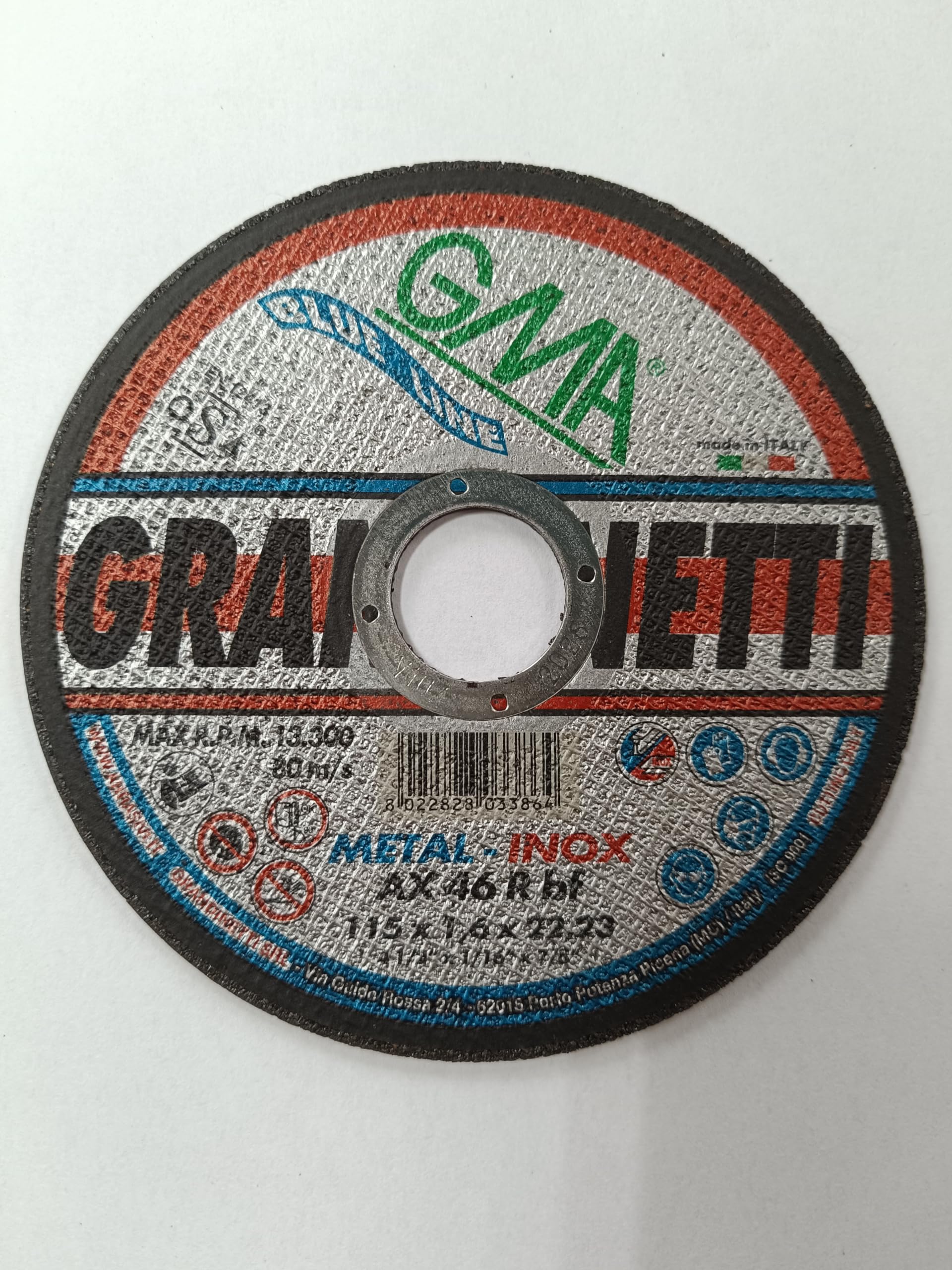 Dischi da taglio ultrasottili piani LINEA BLUE LINE AX46RBF 115x1,6x22,23 GRANDINETTI CONFEZIONE DA 100 PEZZI