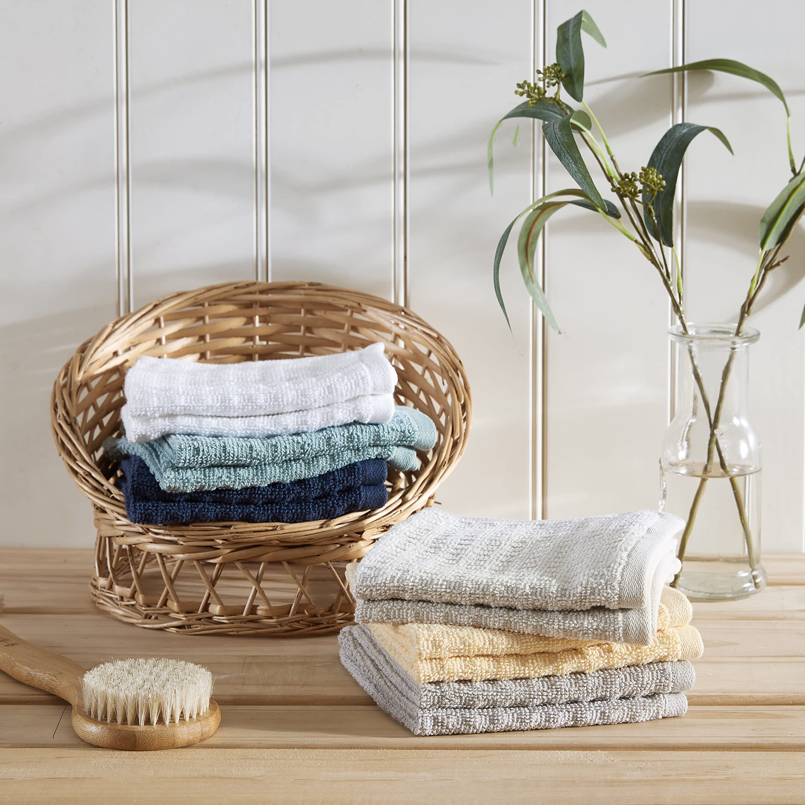 Tommy Bahama - Washcloths, Soft & Absorbent Cotton Towels, Low Linting & Fade Resistant, Oeko-Tex Certified (Northern Pacific Dark Blue, 12 Piece)