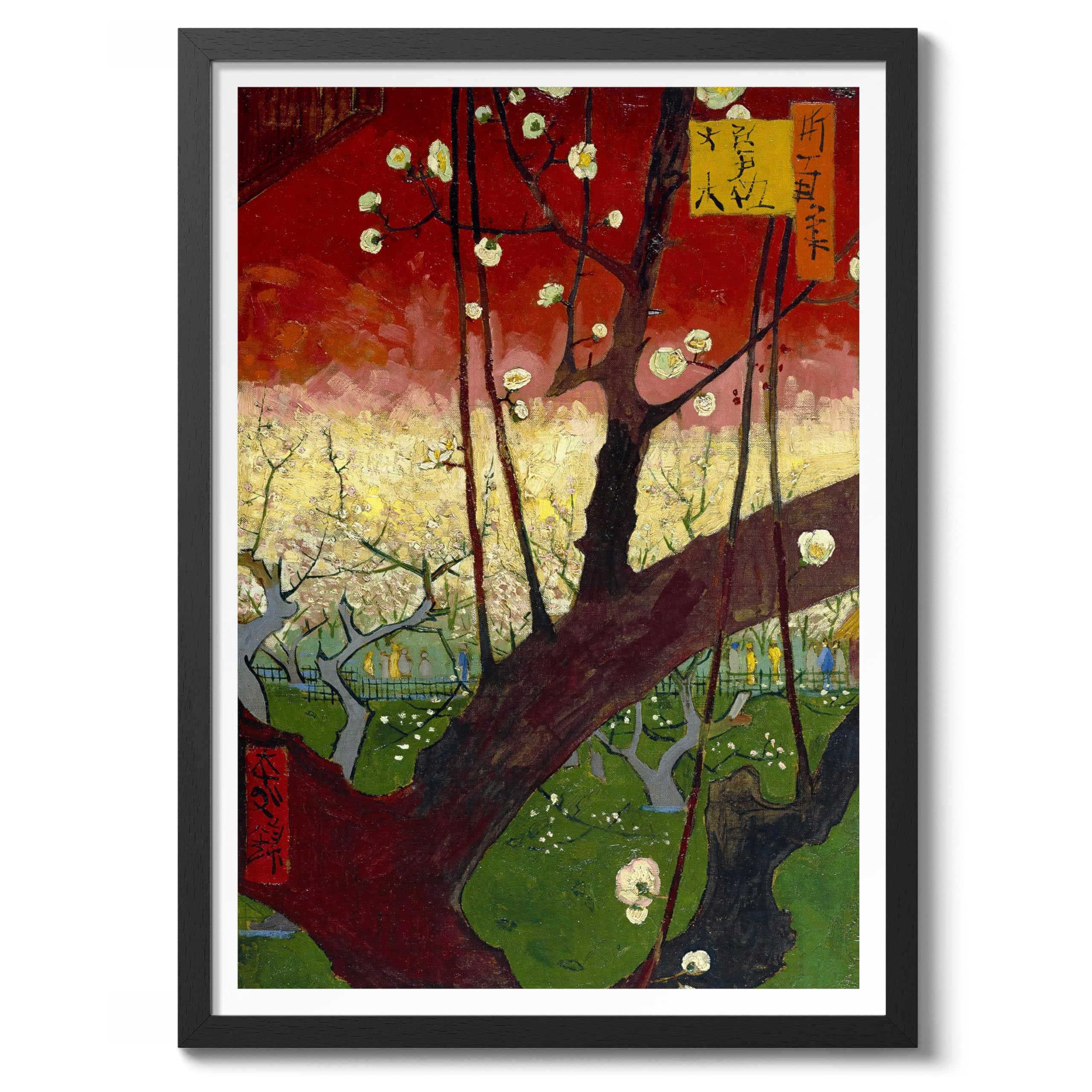 Flowering Plum Orchard Vincent Van Gogh Print, Classic Famous Oil Painting Print, Modern Art Exhibition, Home Decor Wall Art, Archival Matte, A1 (Black Frame) - 84.1x59.4cm