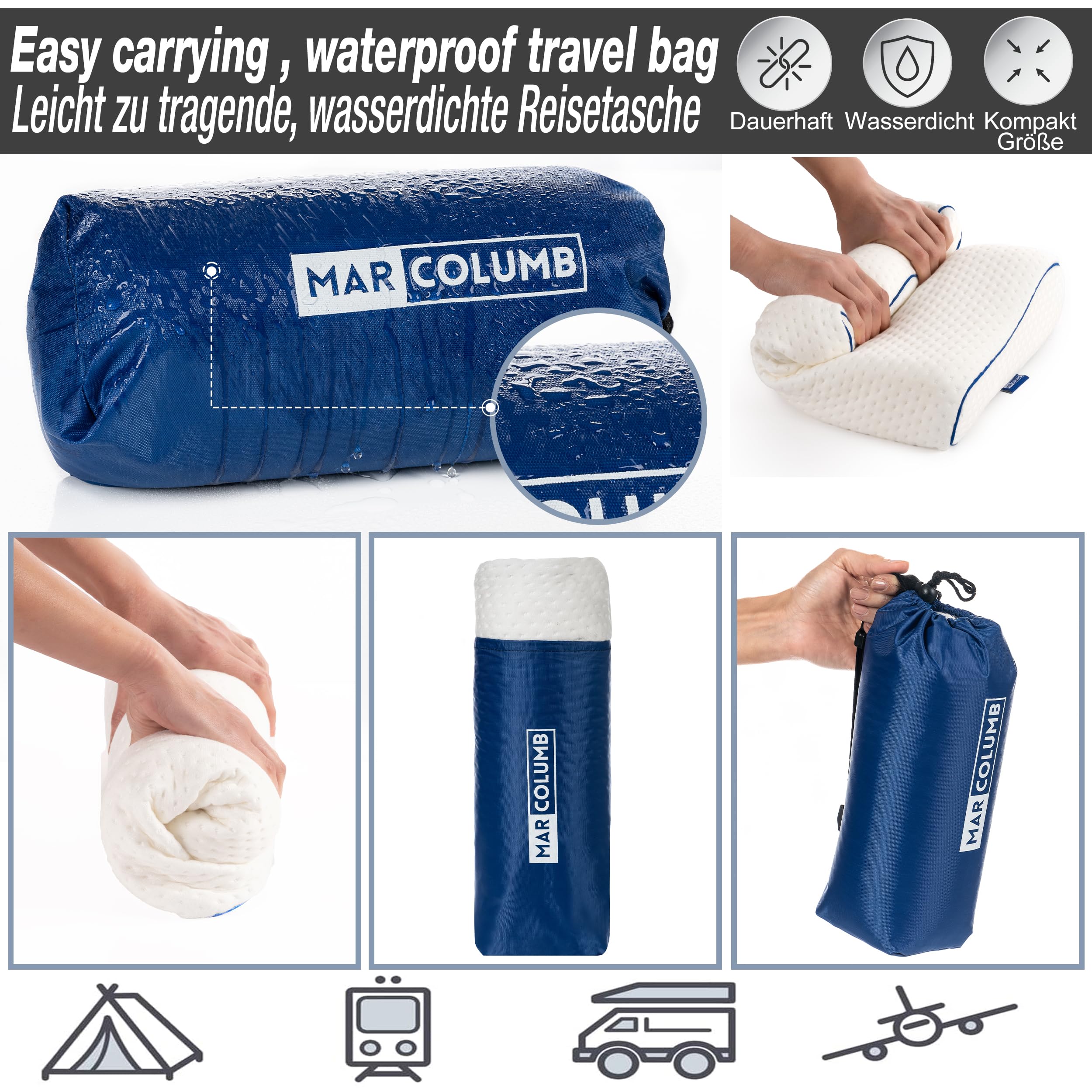 Reisekissen-Campingkissen-ergonomisches Memory-Schaum-Kissen mit temperaturregulierendem Bezug-Oeko-TEX Made IN Green