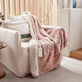 GOTCOZY Heated Blanket Electric Throw 50''X60''- Soft Silky Plush Electric Blanket with 4 Heating Level & 3 Hour Auto Off Heating Blanket, ETL Certified Machine Washable (Rose Dust)