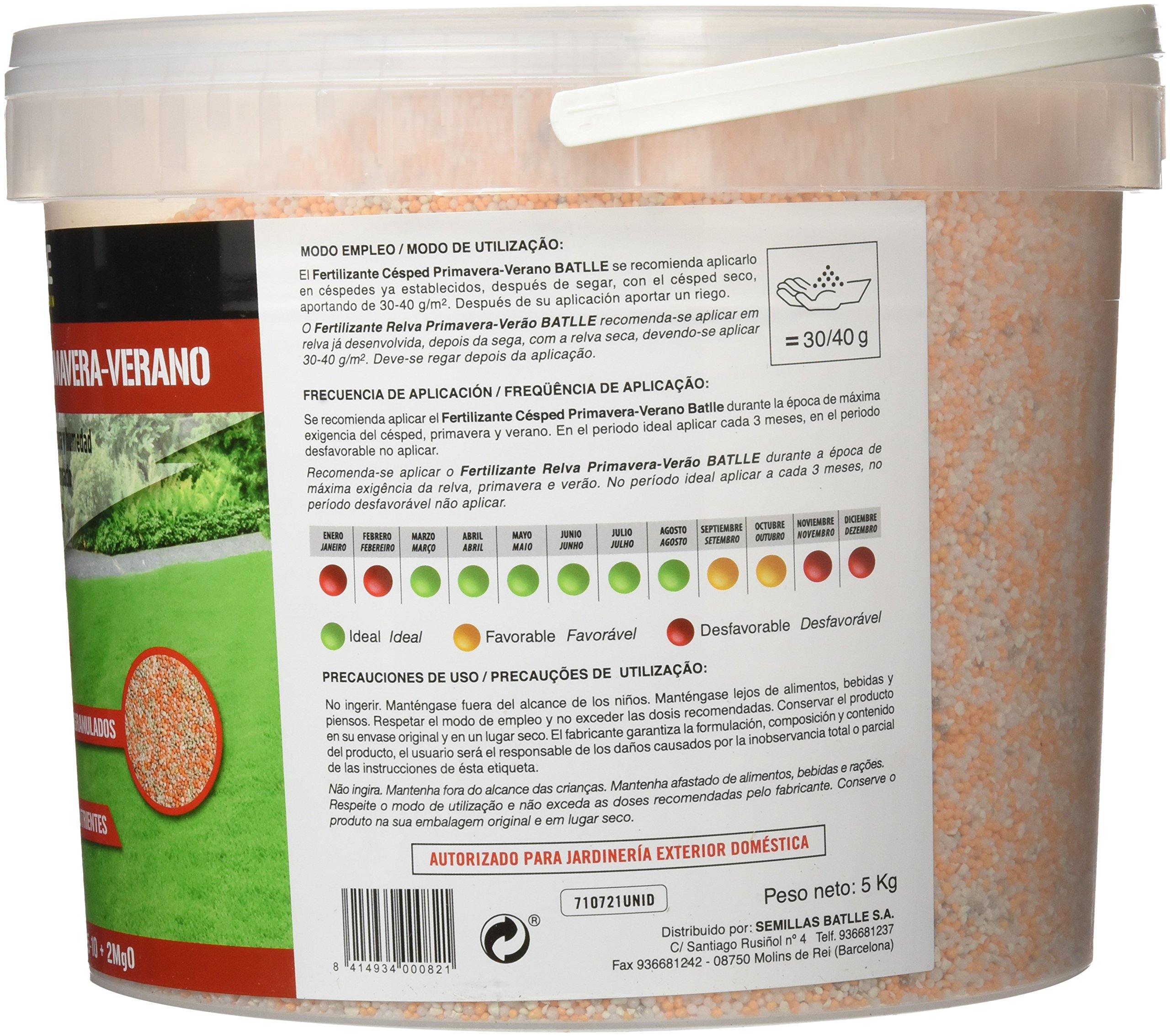 Semillas Batlle Semillas de Césped - Césped Ornamental y Resistente 5kg - Batlle + Abonos - Fertilizante Cesped Primavera-Verano Cubo 5kg - Batlle