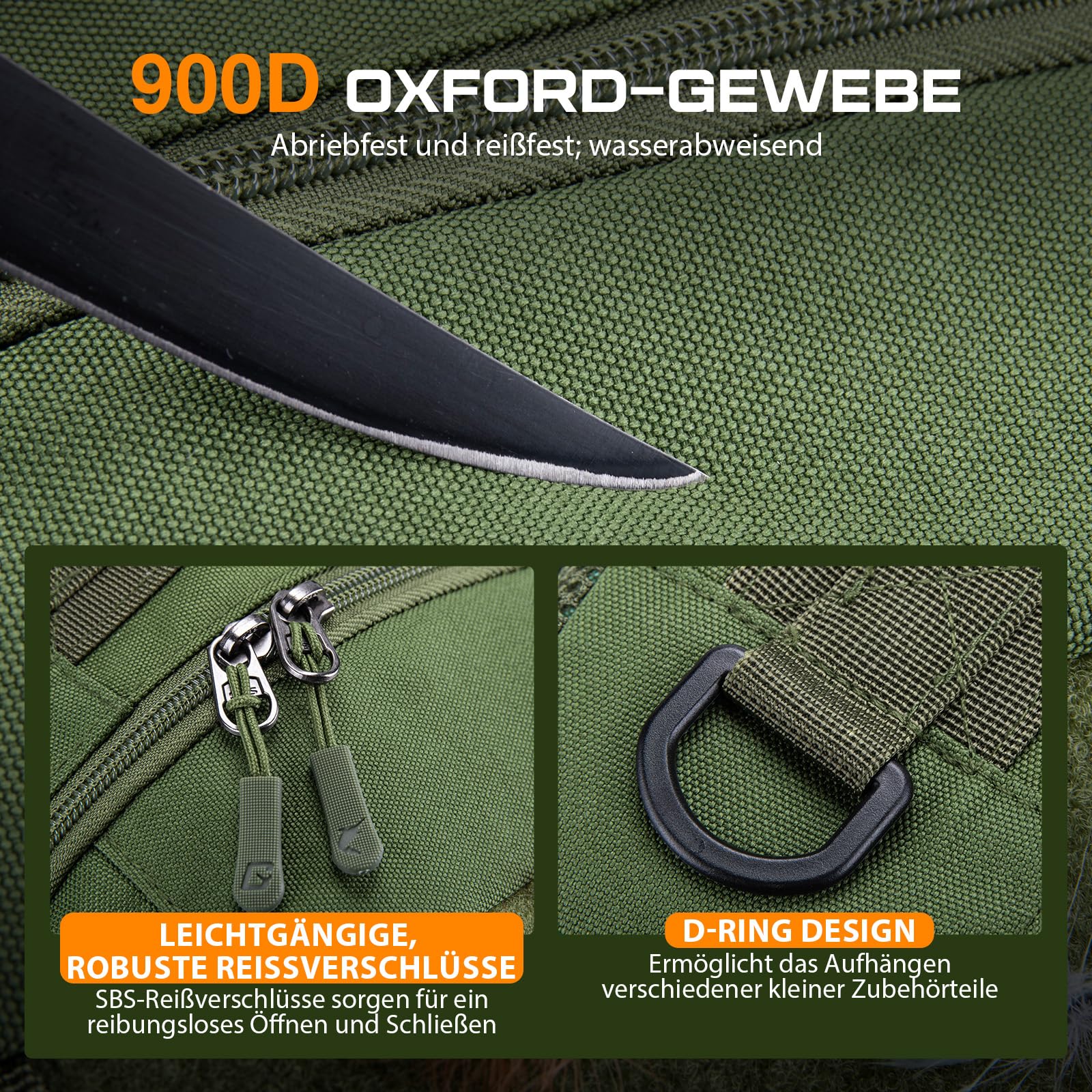 Goture Angelrucksack 20L Großer Angel-Sling-Tasche aus 900D Oxford, Wasserabweisende Angeltasche mit SBS-Reißverschluss, MOLLE-System & Rutenhalter für 3700/3600 Tackle Boxen, Raubfischangeln