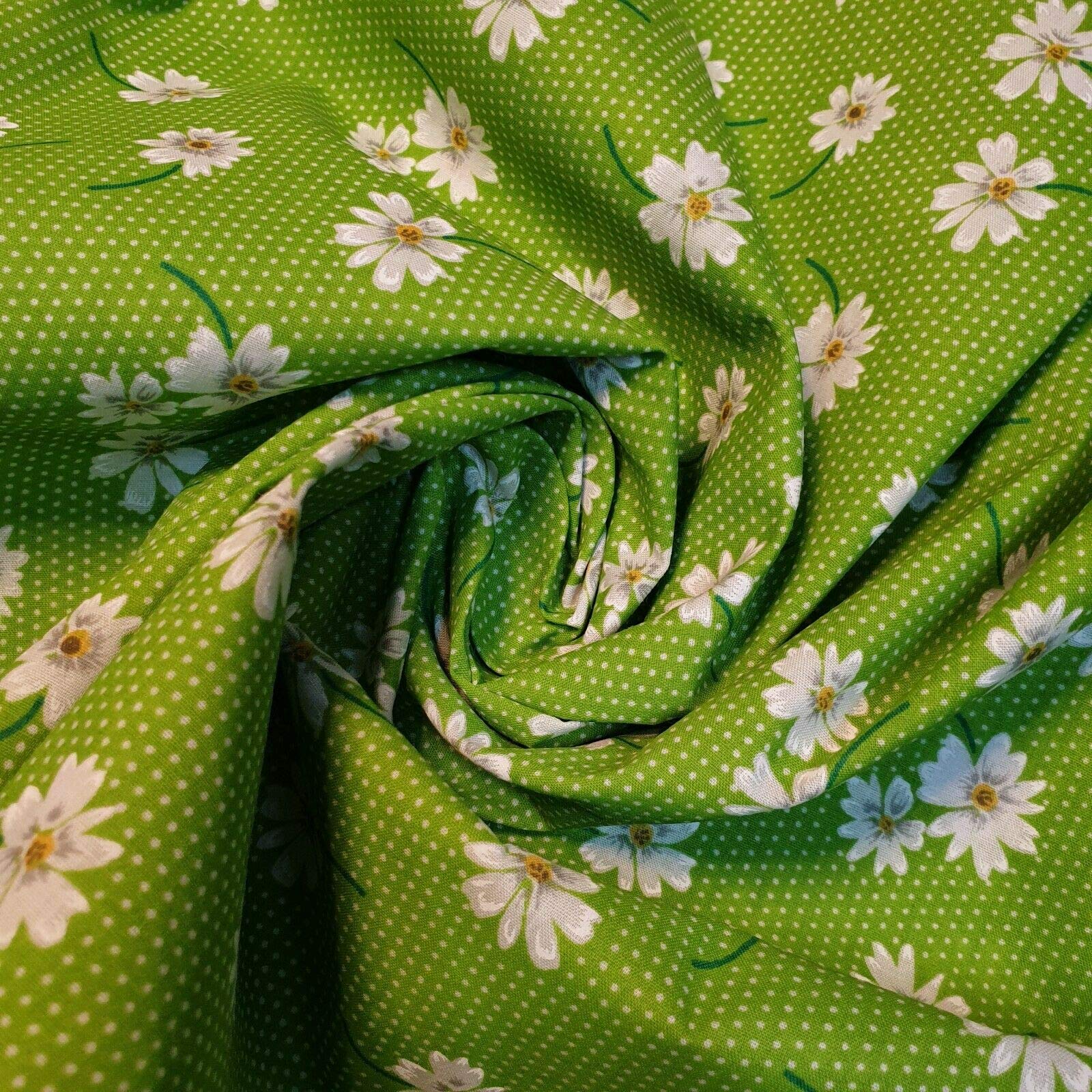 Textile Station New Spring Flower Print Polycotton Craft Dress Quilt Fabric by The Meter 44" Wide (Sky)