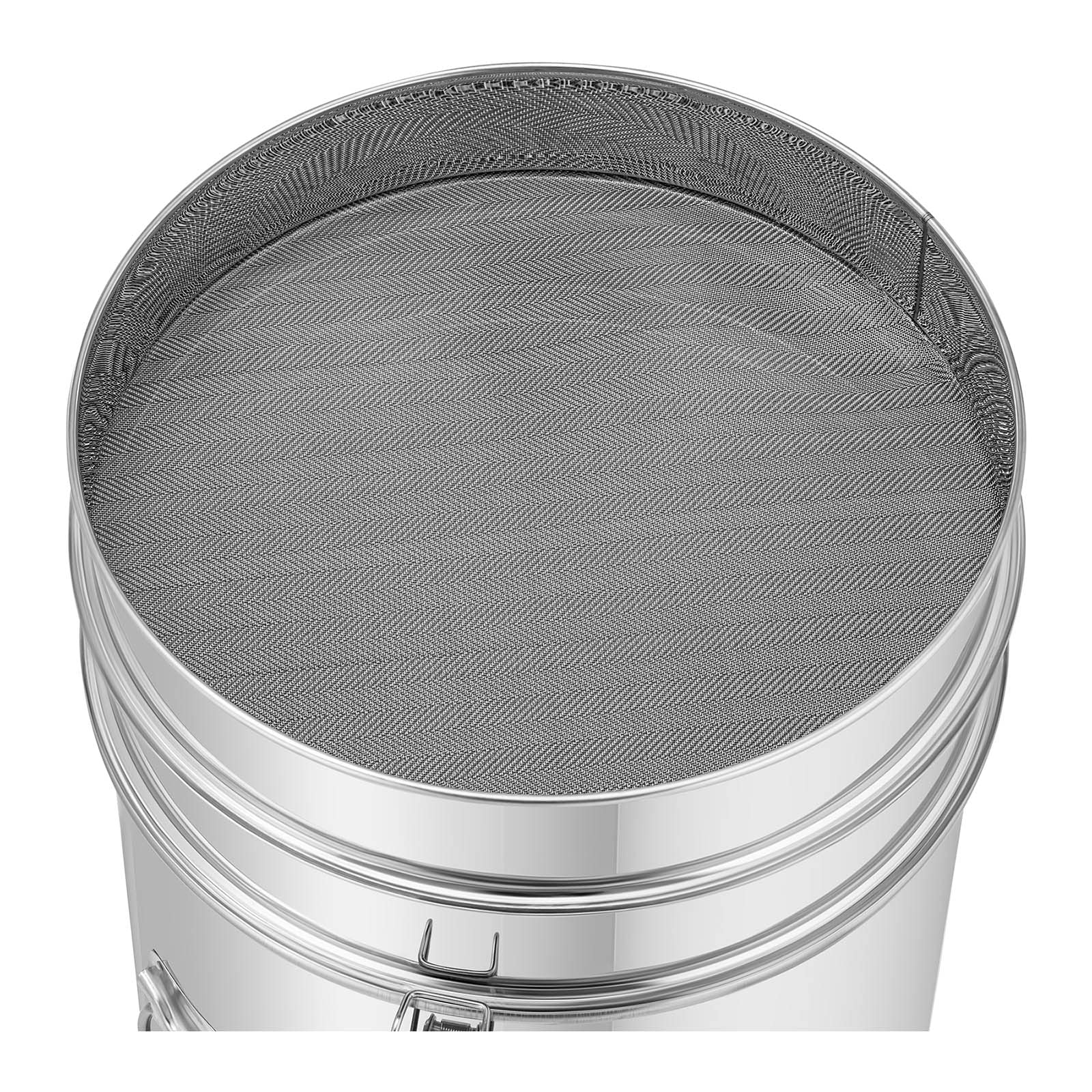 WIE-HT-30 Maturateur miel 30 L avec tamis, couvercle et robinet à clapet Inox Maturateur miel inox Maturateur à miel - -