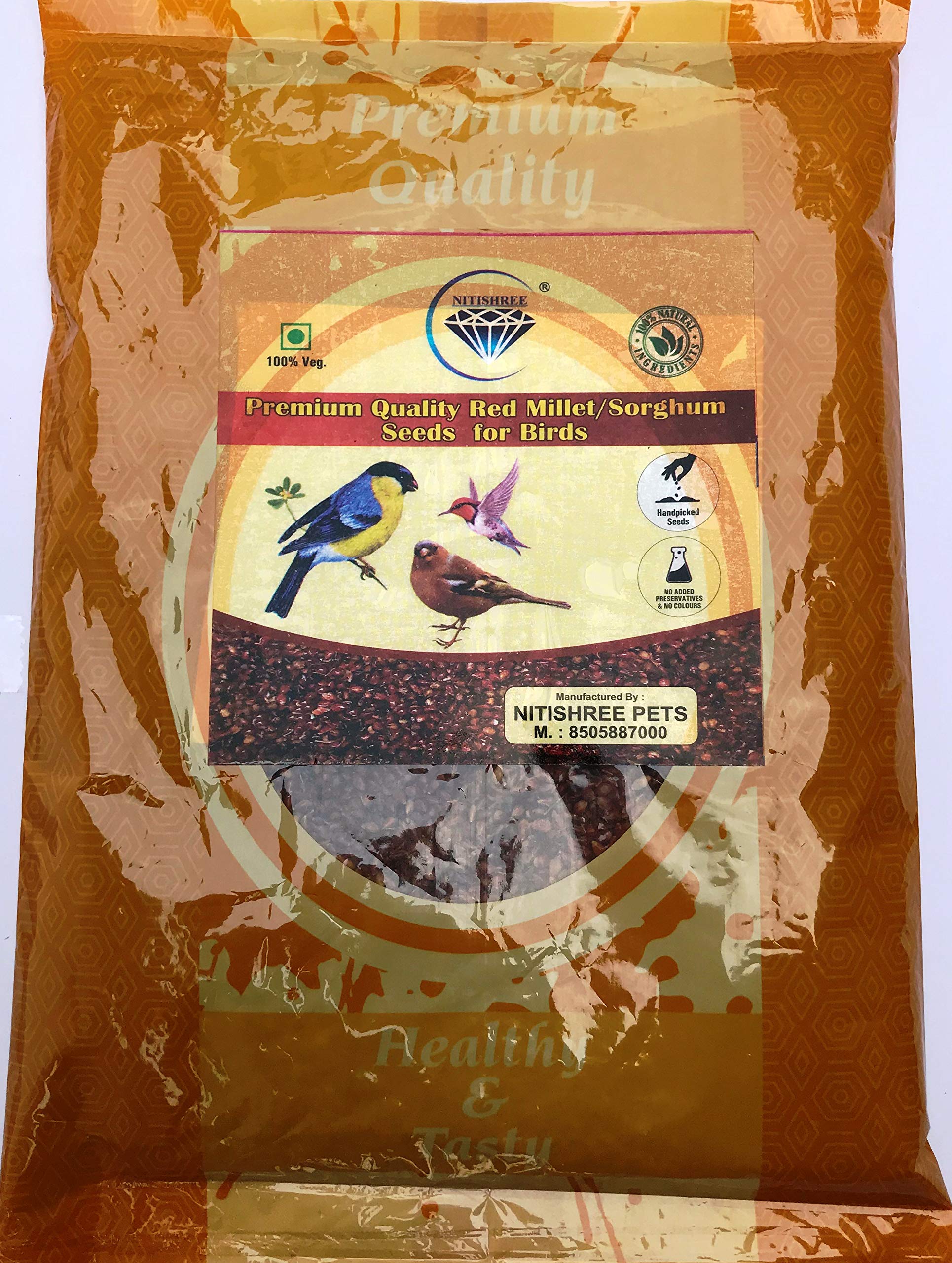 Nitishree® Premium Special Red Millet/Sorghum Seeds Birds Foods 1KG for Cockatiel,Love Birds, Silver Finches, Munia, Parakeets, Parrots, Budgies,Dove All Eating Birds Bird Foods-picture-18