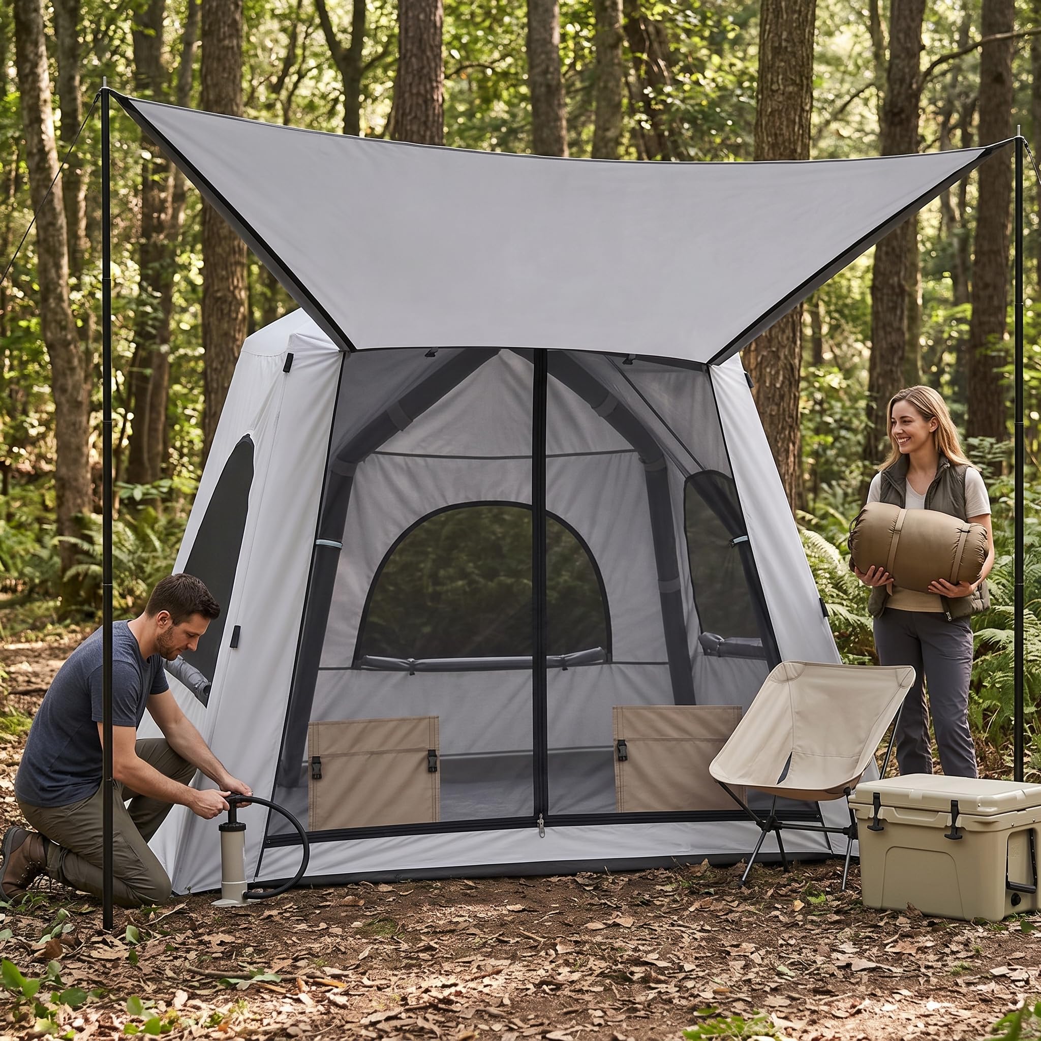 Carpa Inflable para Acampar 3 a 6, Tienda Impermeable Montaje rápido, para