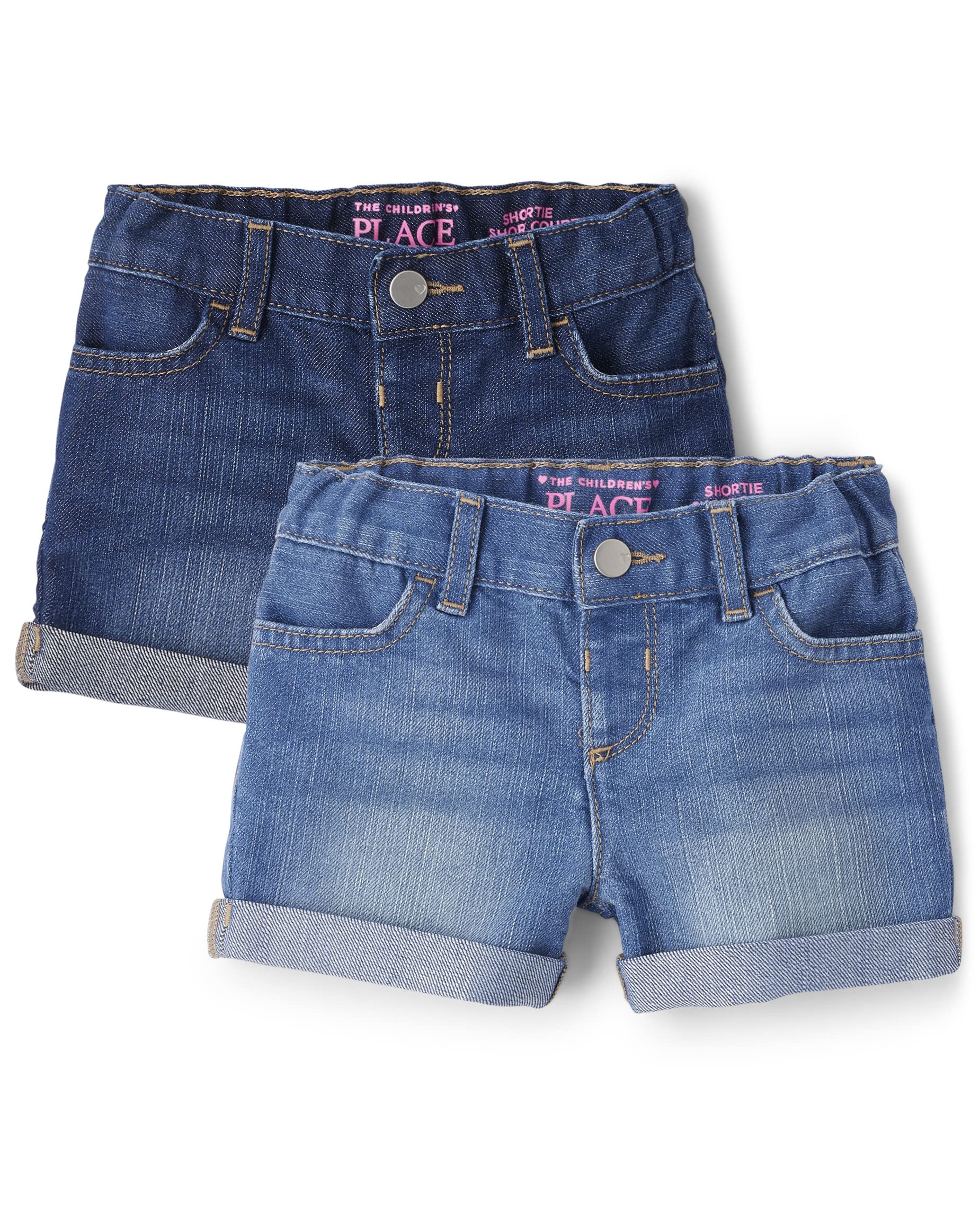 The Children's Place Baby Girls and Toddler Denim Shortie, Sage Wash, 3T US