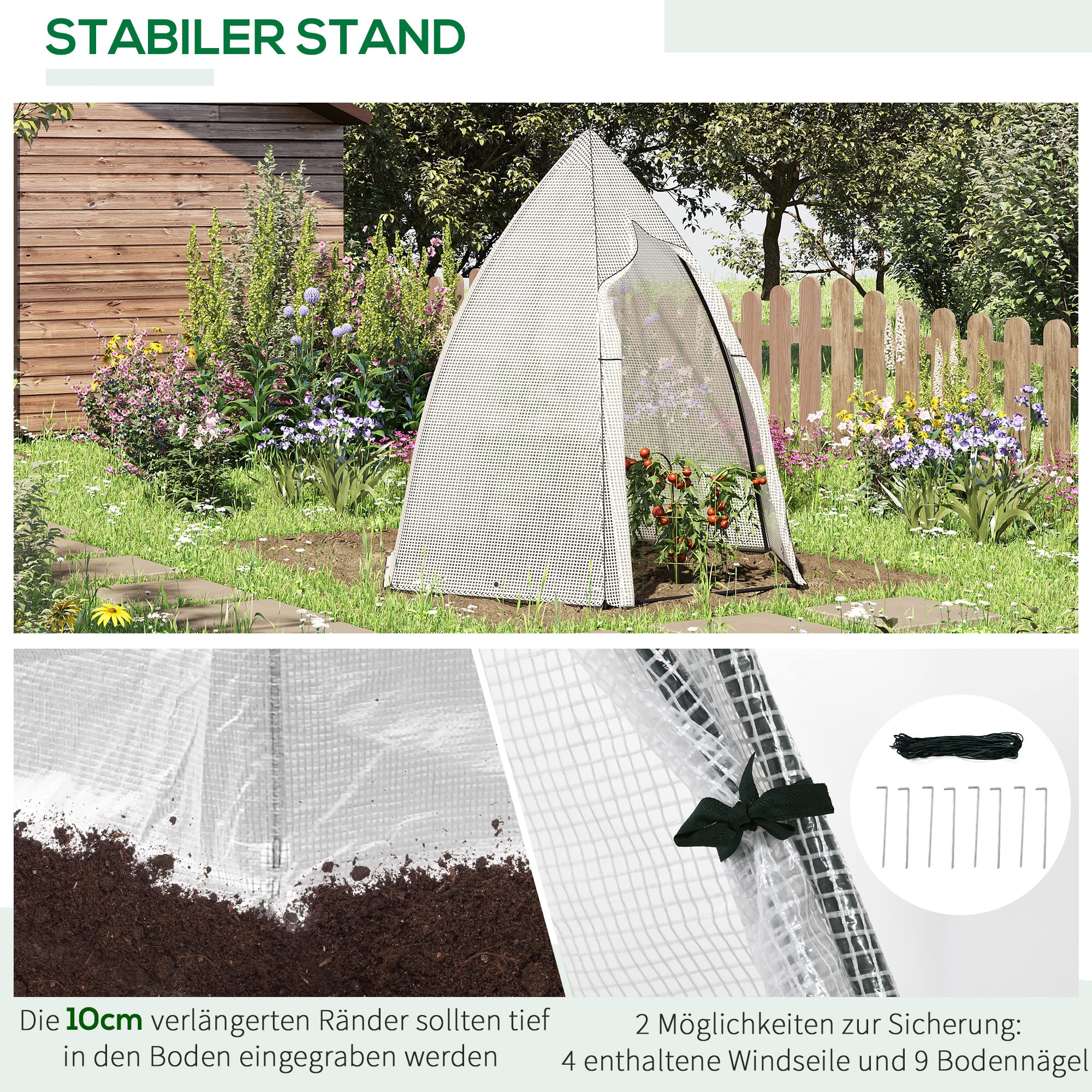 Outsunny Mini Serre de Jardin 3 Niveaux avec bâche en Plastique