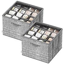 SONGMICS Organizer Scarpe, Set di 2, Ciascuno per fino a 16 Paia, Scatole Contenitori Scarpe, Maniglie, Coperchio Trasparente, per Camera da Letto Ingresso Armadio, Grigio Giunco LSP602G01