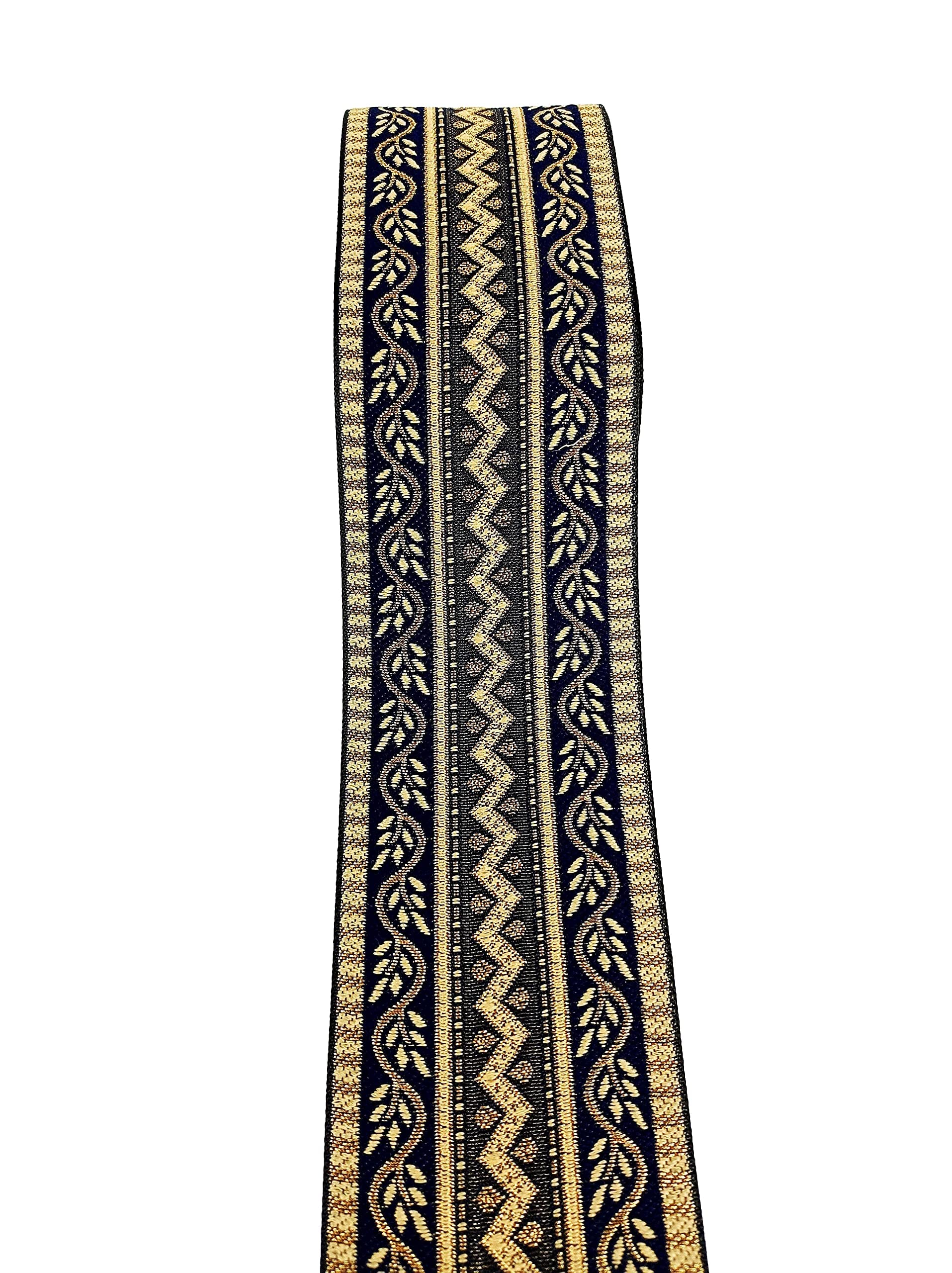 Borde de encaje para carrete de cataratas de sari, tejido jacquard, diseño pesado, trabajo para sari, Kurti, vestidos, bandhani, lehenga, cinta decorativa (2.95 pulgadas de ancho) (6 metros,