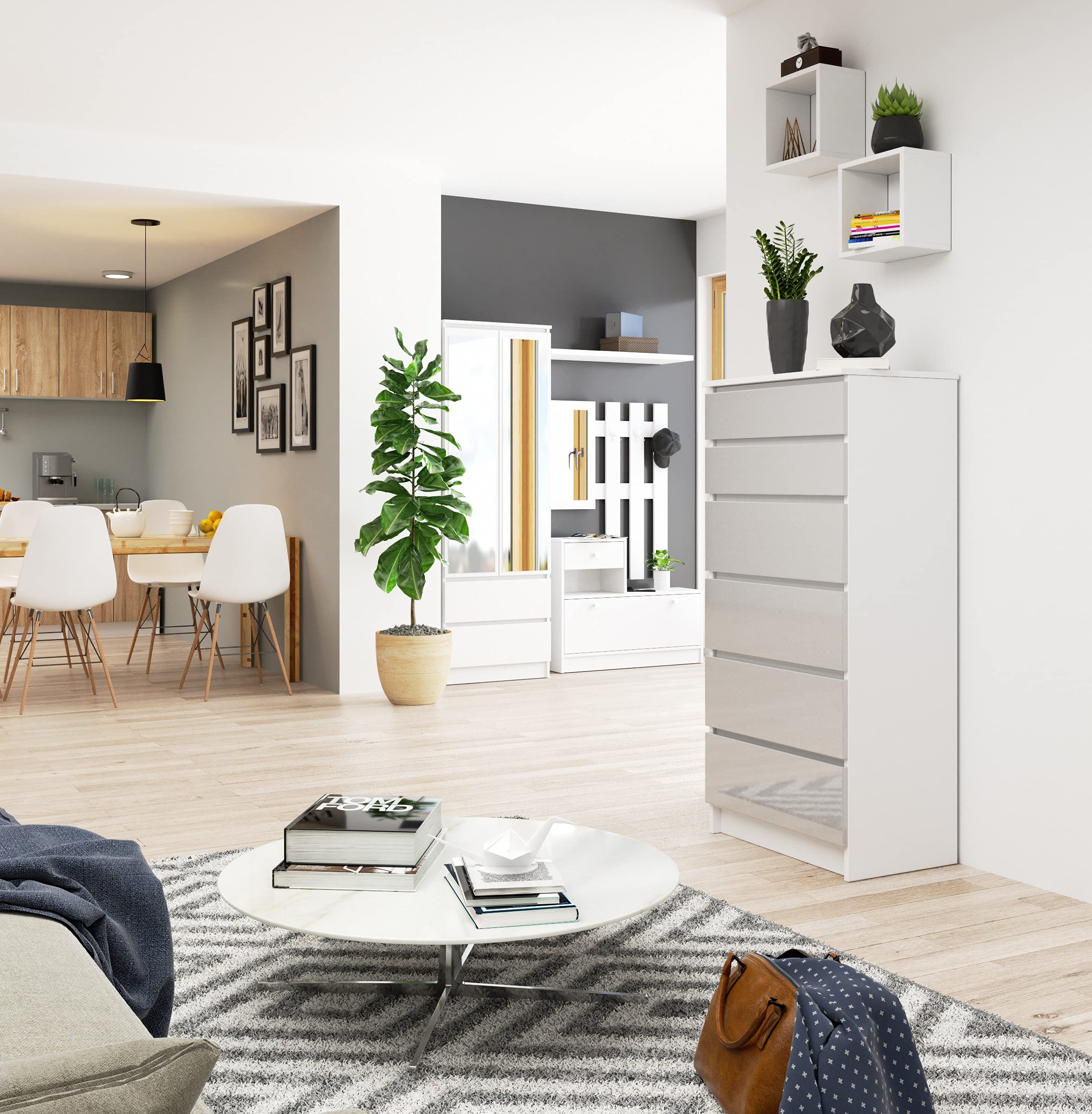Commode akord k60 chêne sonoma 60 cm 4 tiroirs façade wengé 60x40x99 cm