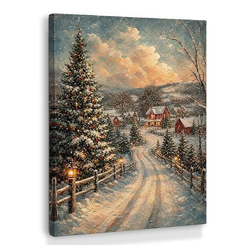 XINCEYWJ Rustic Christmas Village Landscape Wall Art Decor 562XS-YH