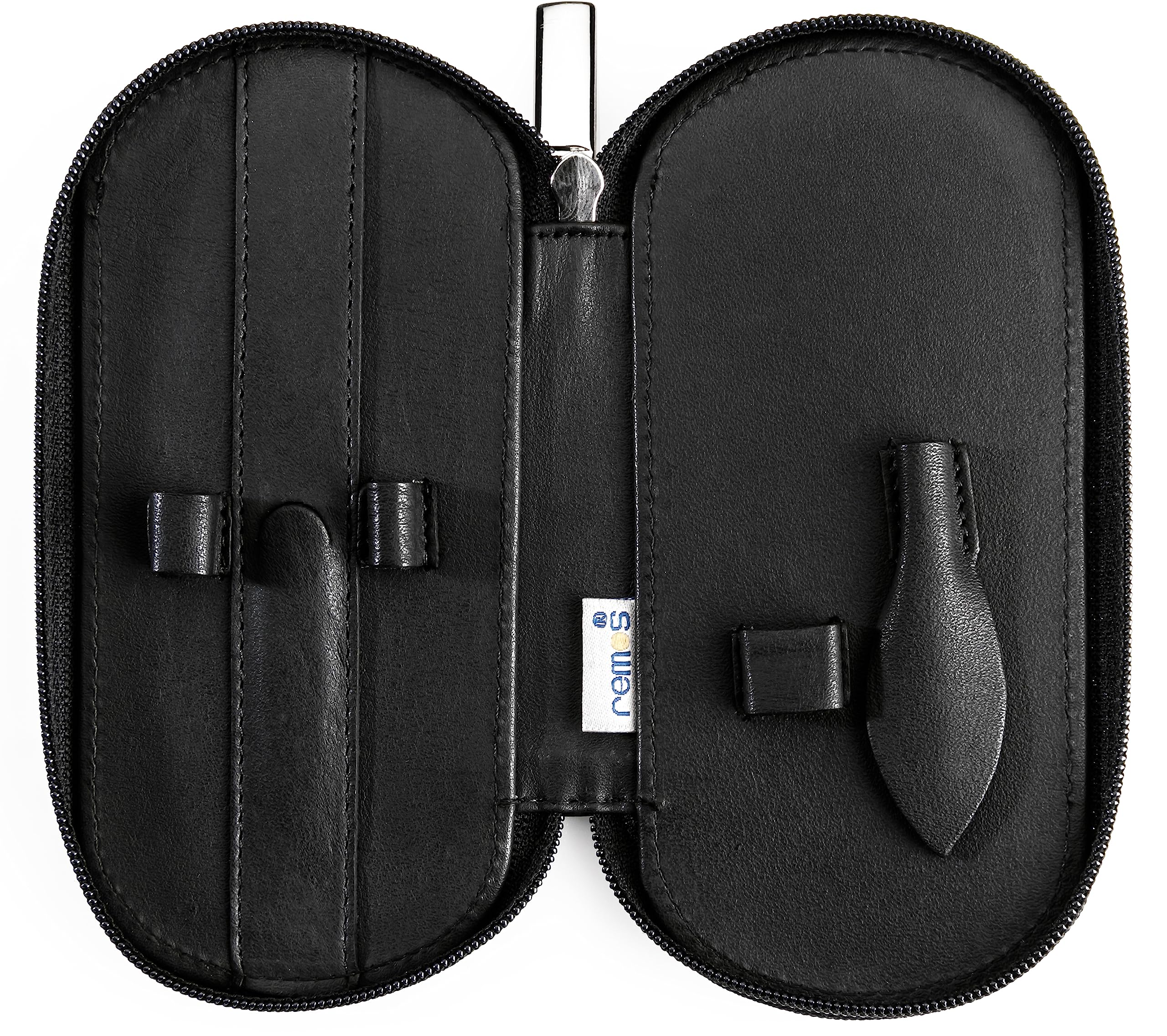 REMOS Astuccio pelle manicure vuoto da equipaggiare con 5 strumenti - nero