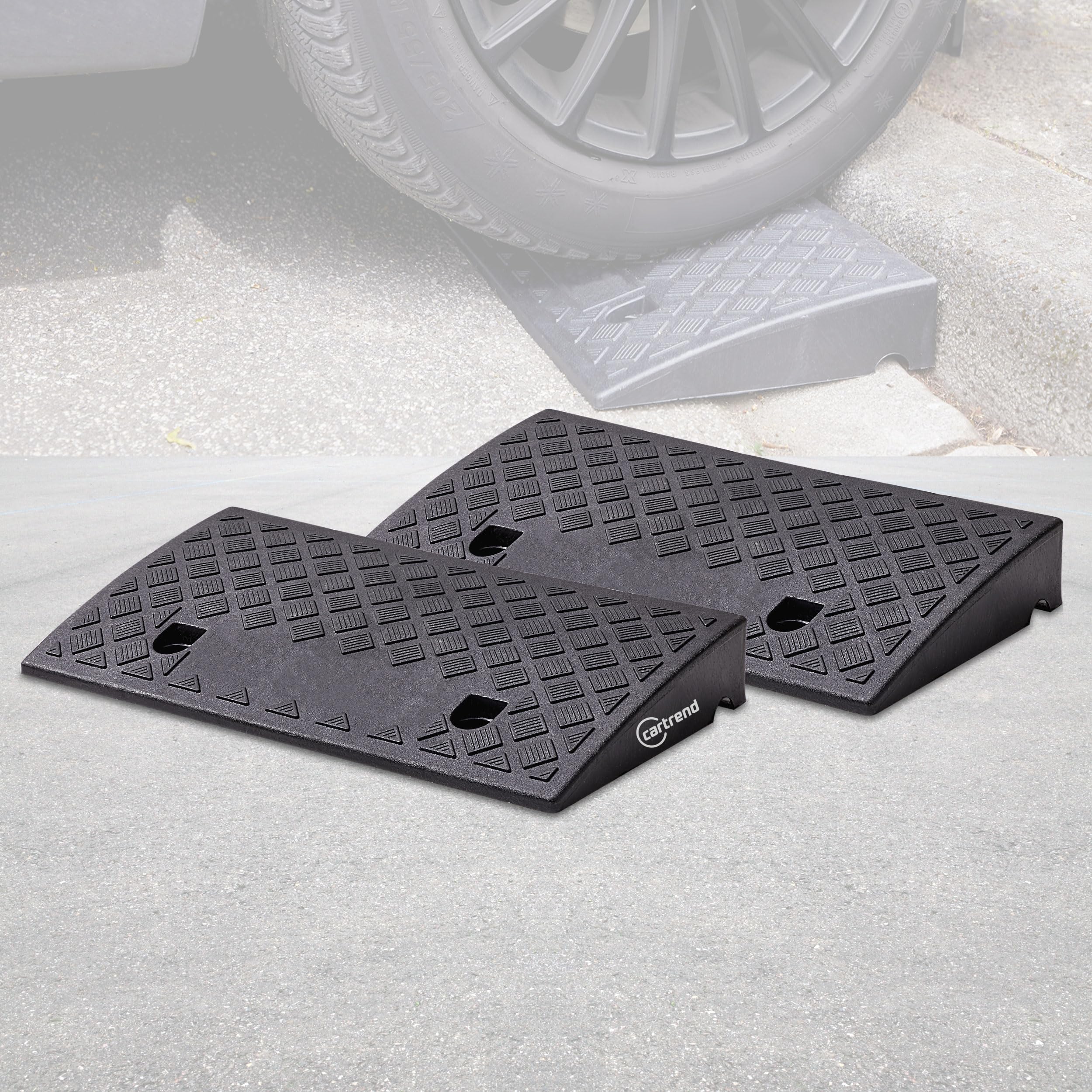 2 Stück Bordsteinrampen Aus Gummi - Tragbar & Rutschfest Für Auto, Rollstuhl, E-Bike Bis 11cm Höhe
