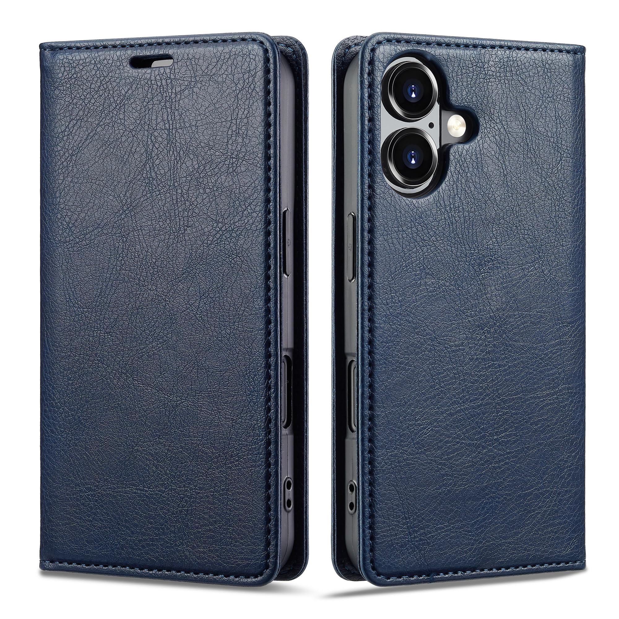アイフォン17対応ケース iphone17手帳型ケース case PUレザー RFID磁気防止 スマホケース 内蔵マグネット スタンド機能 カード入れ 薄型 ネイビー
