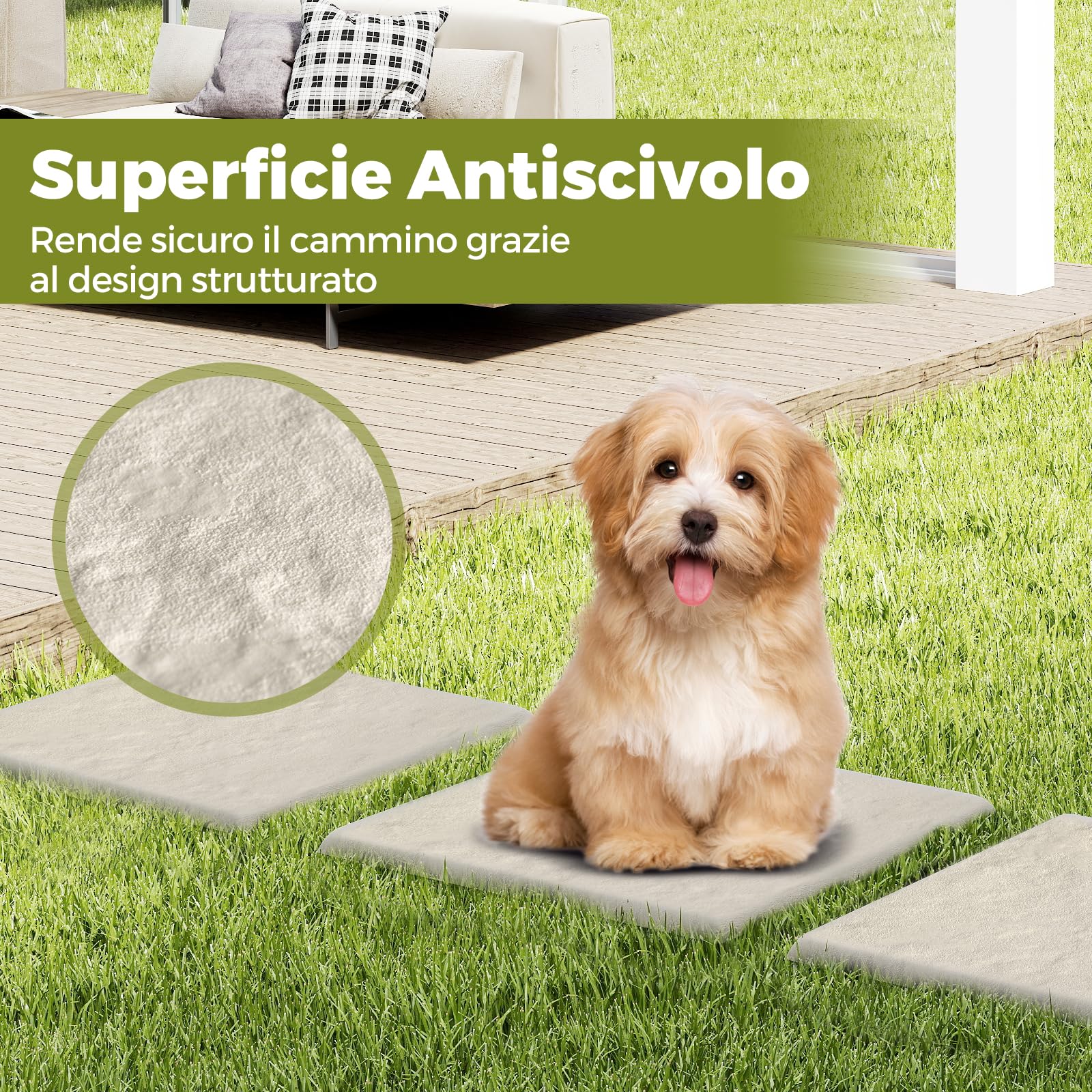 COSTWAY Set di 8 Pietre da Passo con Picchetti da Terra, Passerelle Decorative per Giardino, Pavimentazione Esterna Resistente a Tutte le Condizioni Meteorologiche per Prato e Giardino