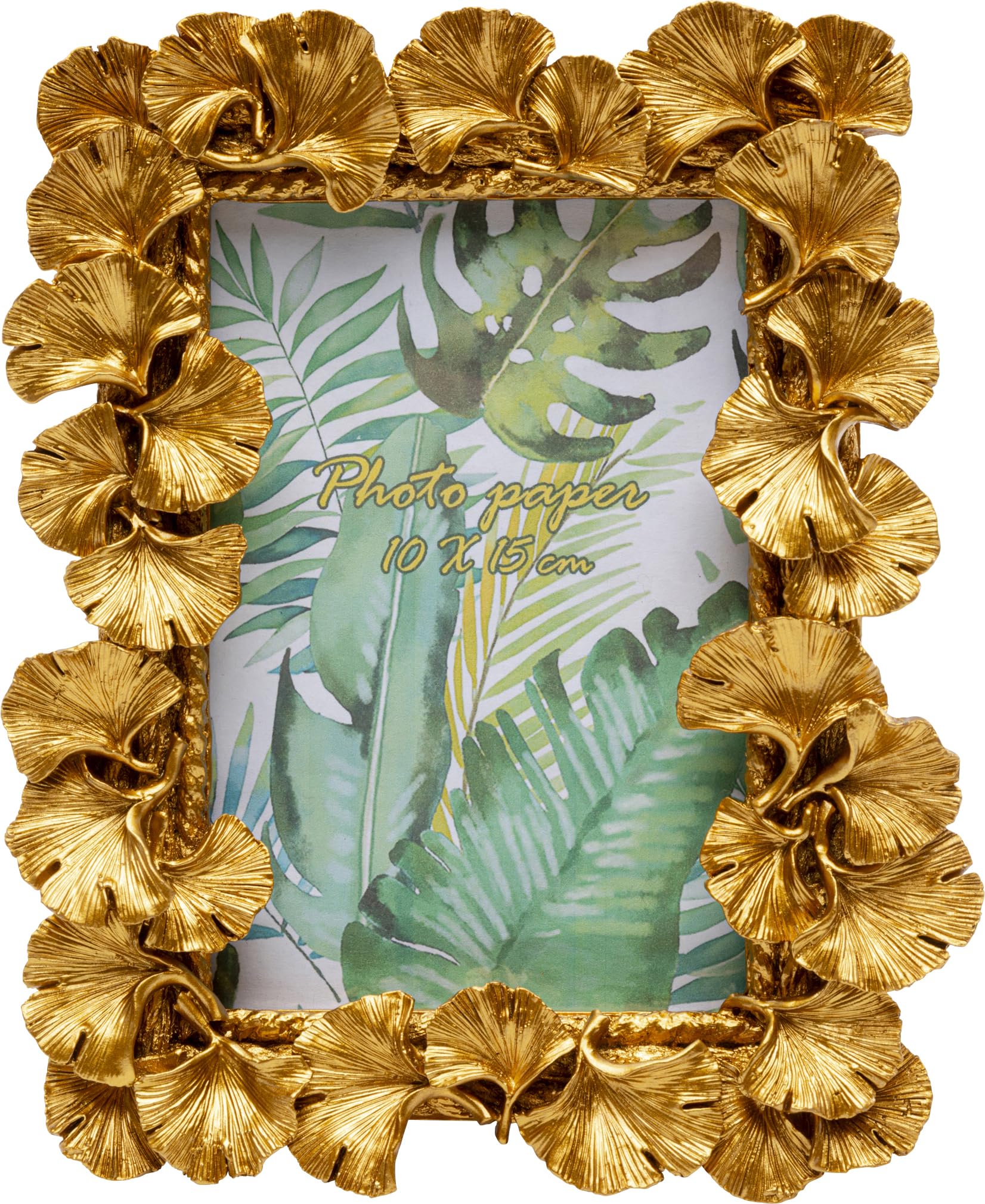 Cadre photo salon design feuille Ginkgo doré 10x15 horizontal et vertical décoratif