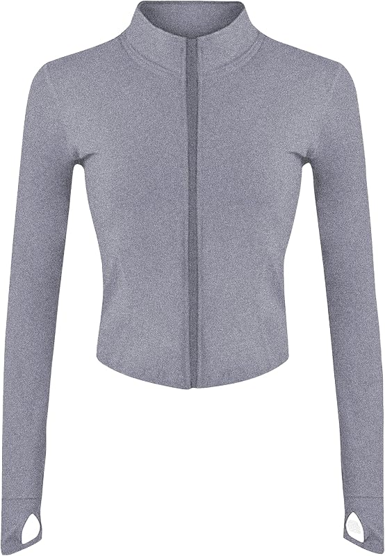 campera ligera para mujer Full Zip Running Track Workout Slim Fit Yoga Sportwear con agujeros para los pulgares