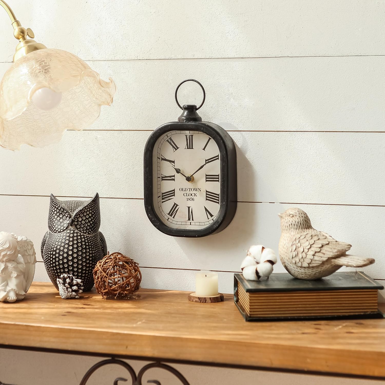 NIKKY HOME Small Retro Black Wall Clock, Silent Battery Operated Vintage Metal Rectangle Analog Hanging Clock for Bathroom Kitchen Living Room Bedroom Office (10.6" H x 6" W)