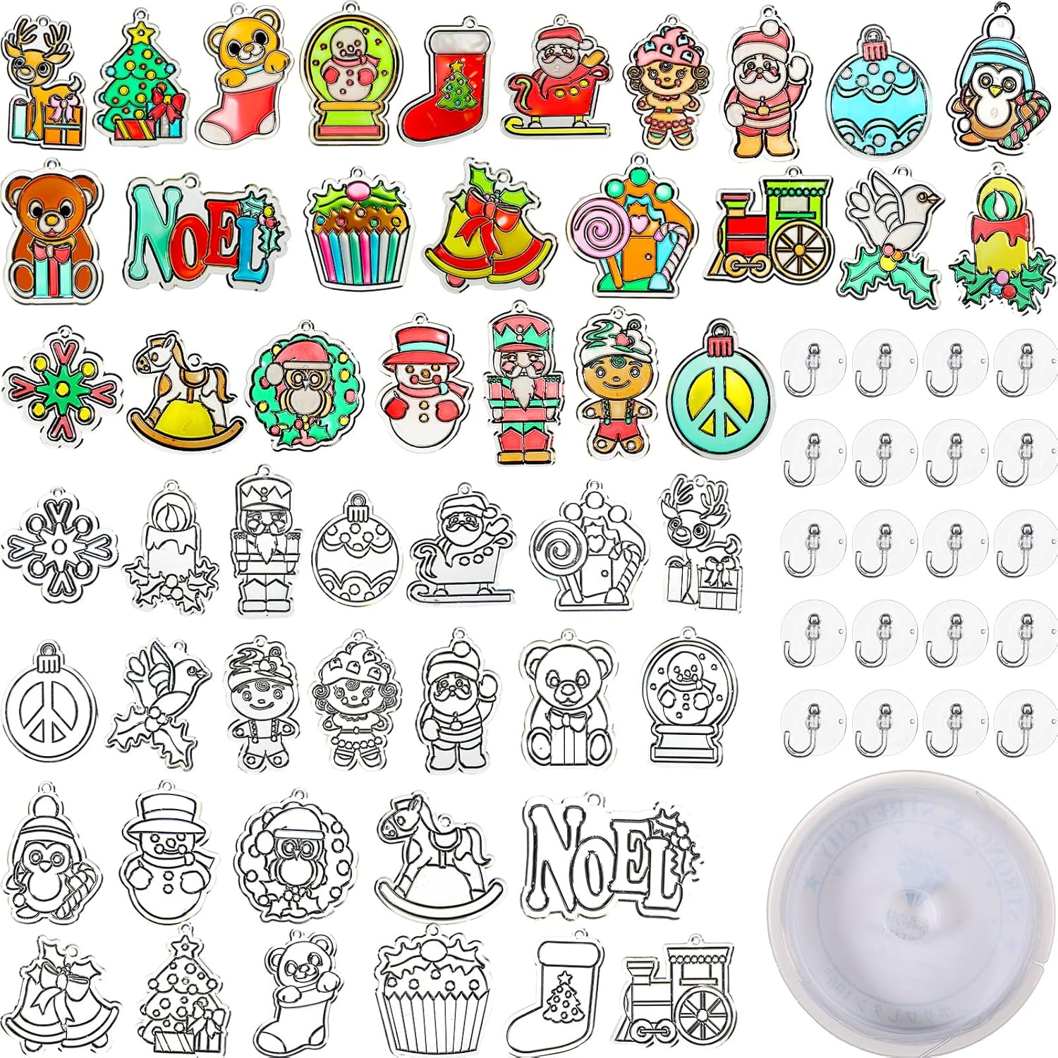 Sepamoon 50 Pcs Christmas Suncatcher Ornaments, Suncatcher Paint Paint Your Own